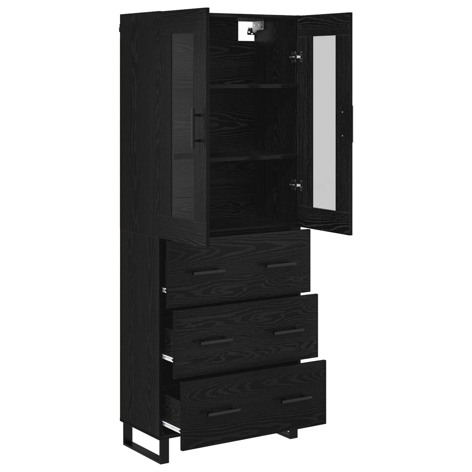 Tall cabinet with 2 drawers Black oak
