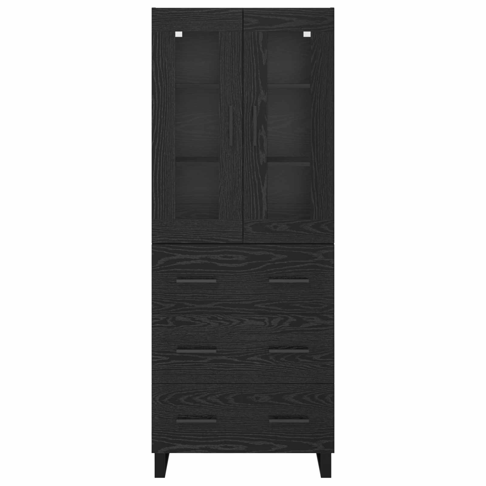 Tall cabinet with 2 drawers Black oak