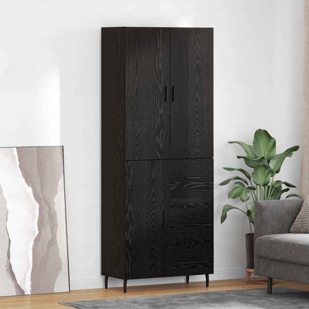 Augsts skapis 2 gab. melns ozols 69,5 x 34 x 180 cm