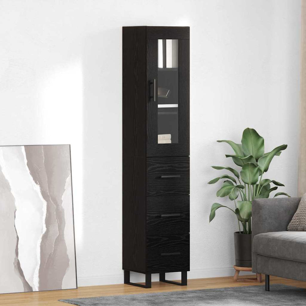 Highboard with Drawer Black Oak 69.5 x 34 x 180 cm
