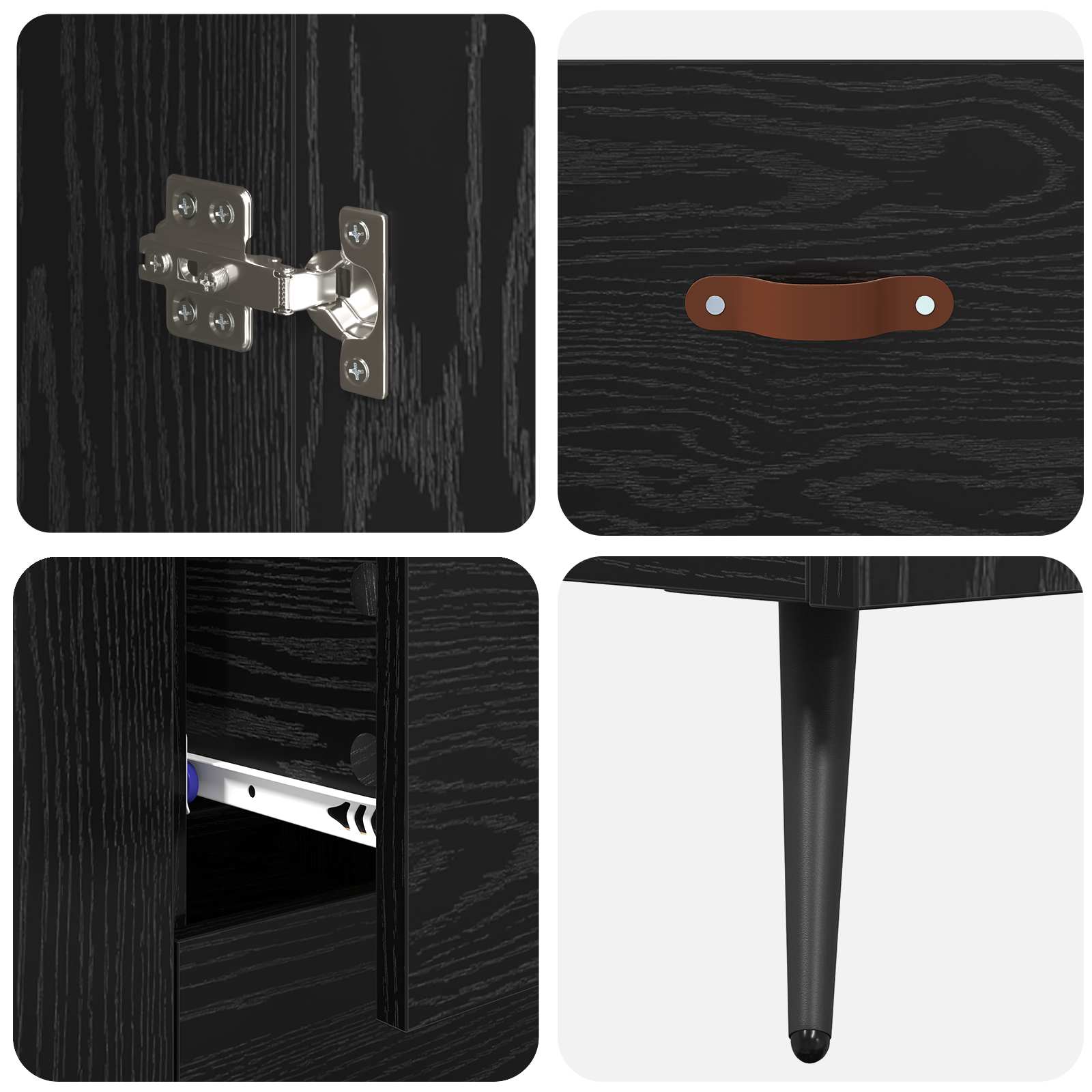 Highboard with Drawer Black Oak 69.5 x 34 x 180 cm