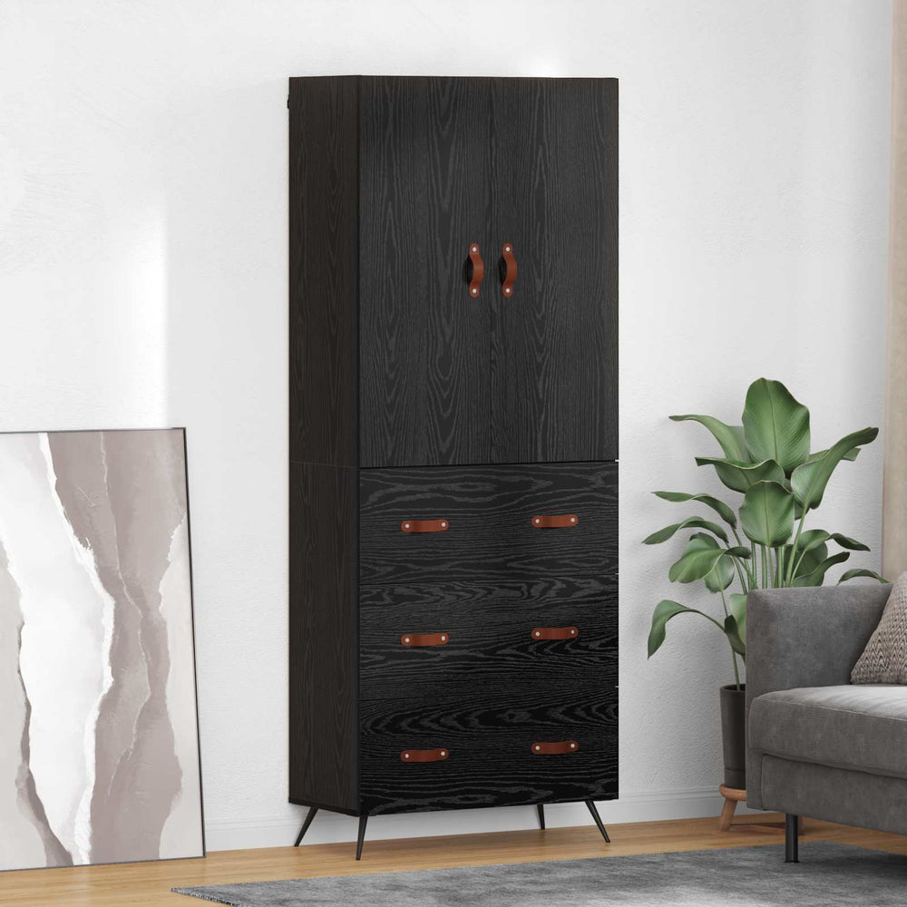 Highboard with Drawer Black Oak 69.5 x 34 x 180 cm