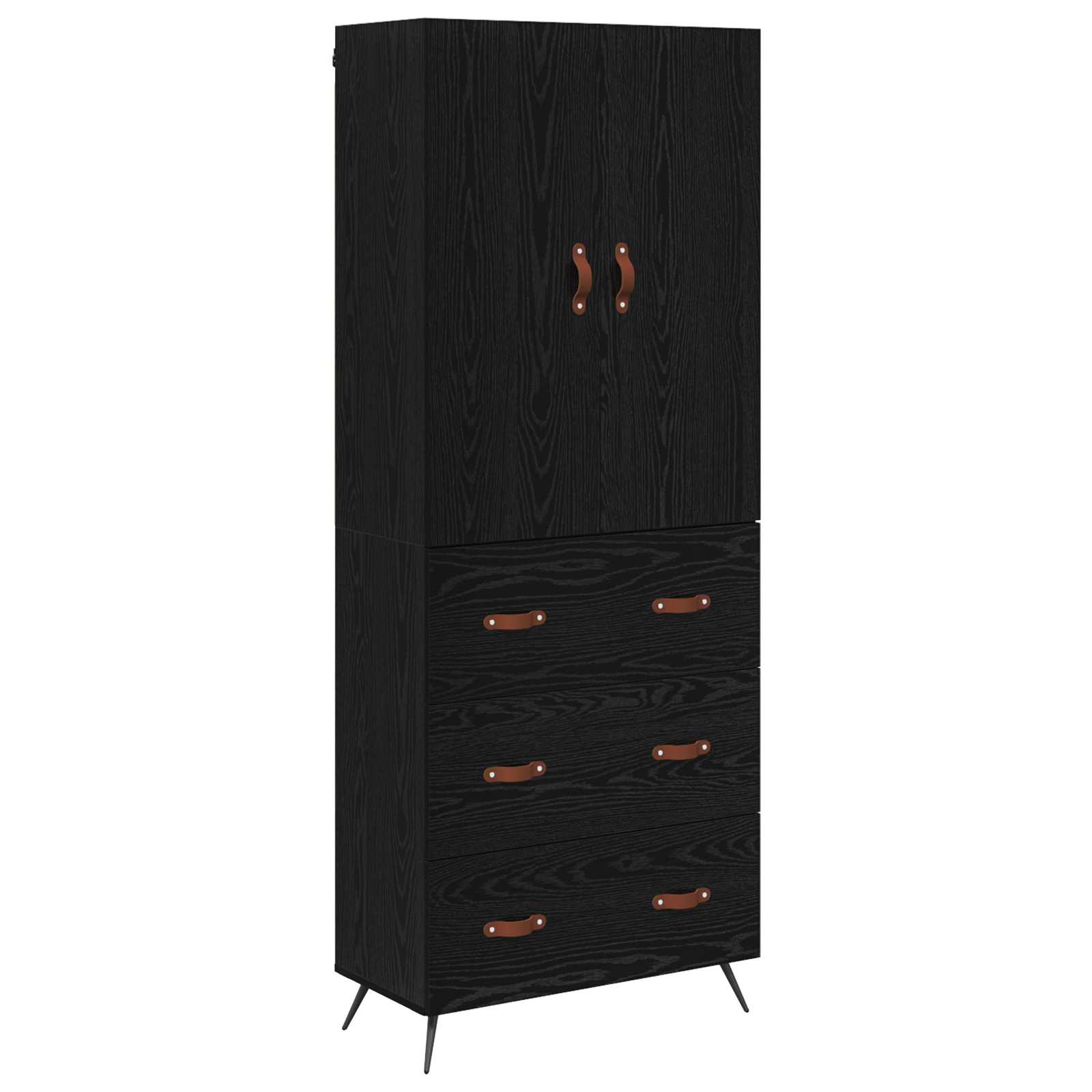 Highboard with Drawer Black Oak 69.5 x 34 x 180 cm