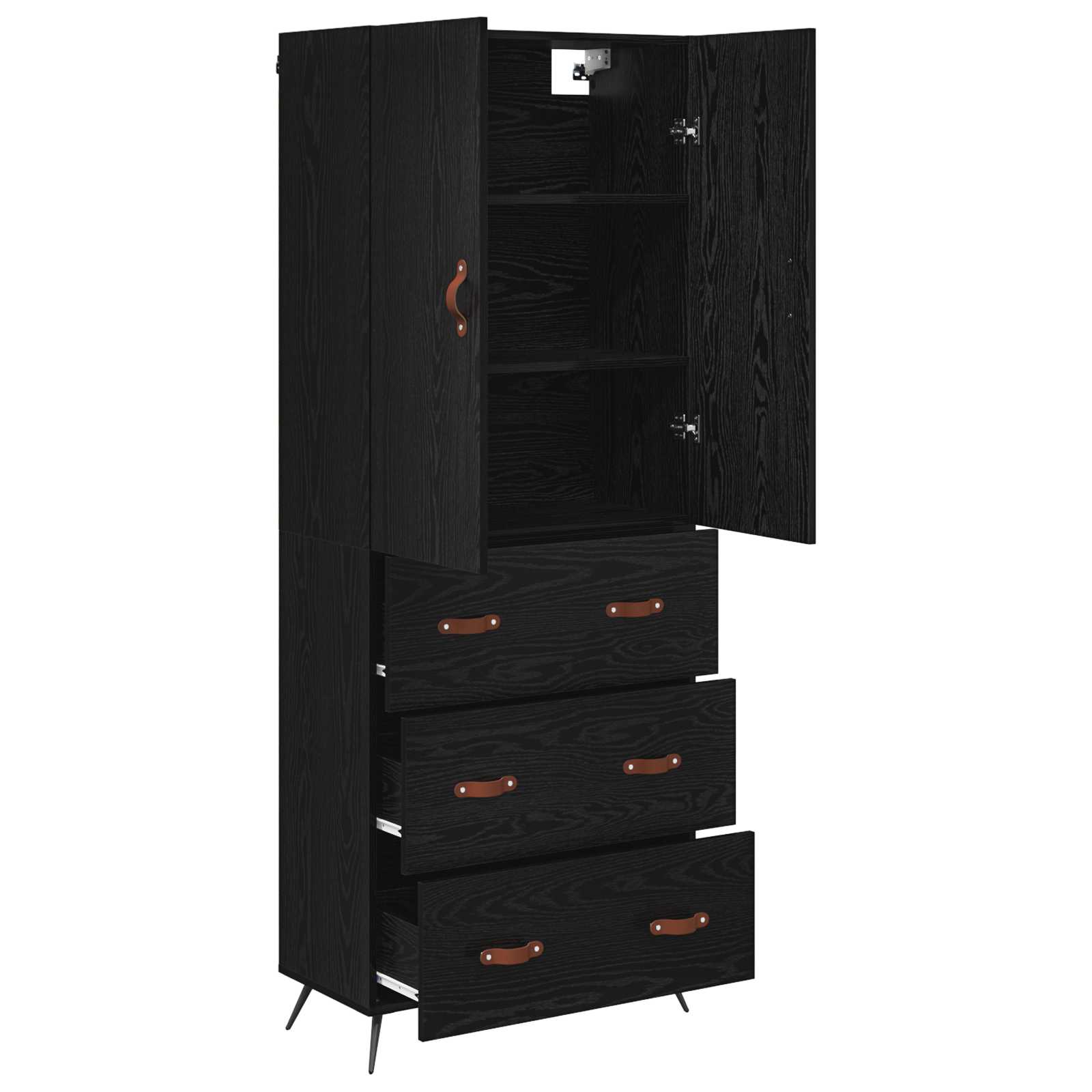 Highboard with Drawer Black Oak 69.5 x 34 x 180 cm