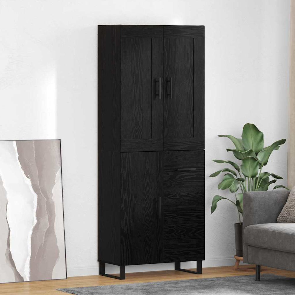 Highboard 2 pcs Black oak Engineered wood