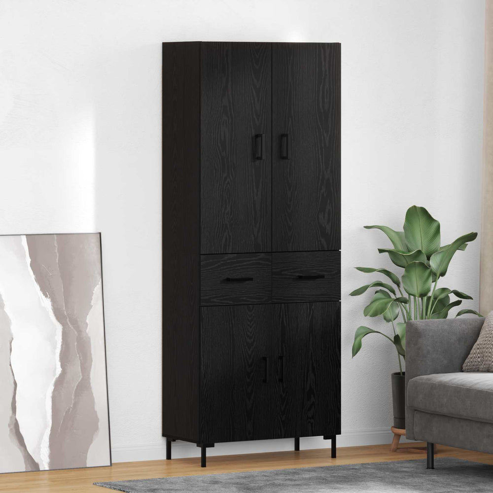 Highboard with Drawer Black Oak 69.5 x 34 x 180 cm