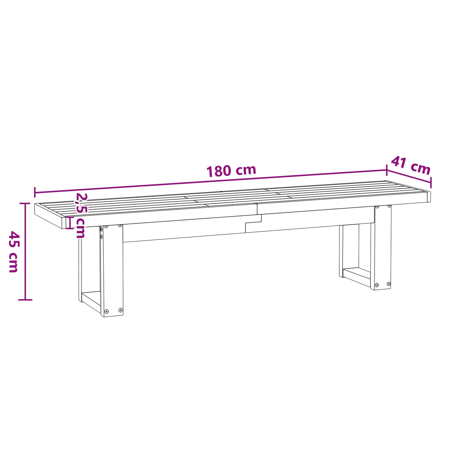 Valgomojo suolas NOAIN 180 x 41 x 45 cm Tvirtas pušies medis