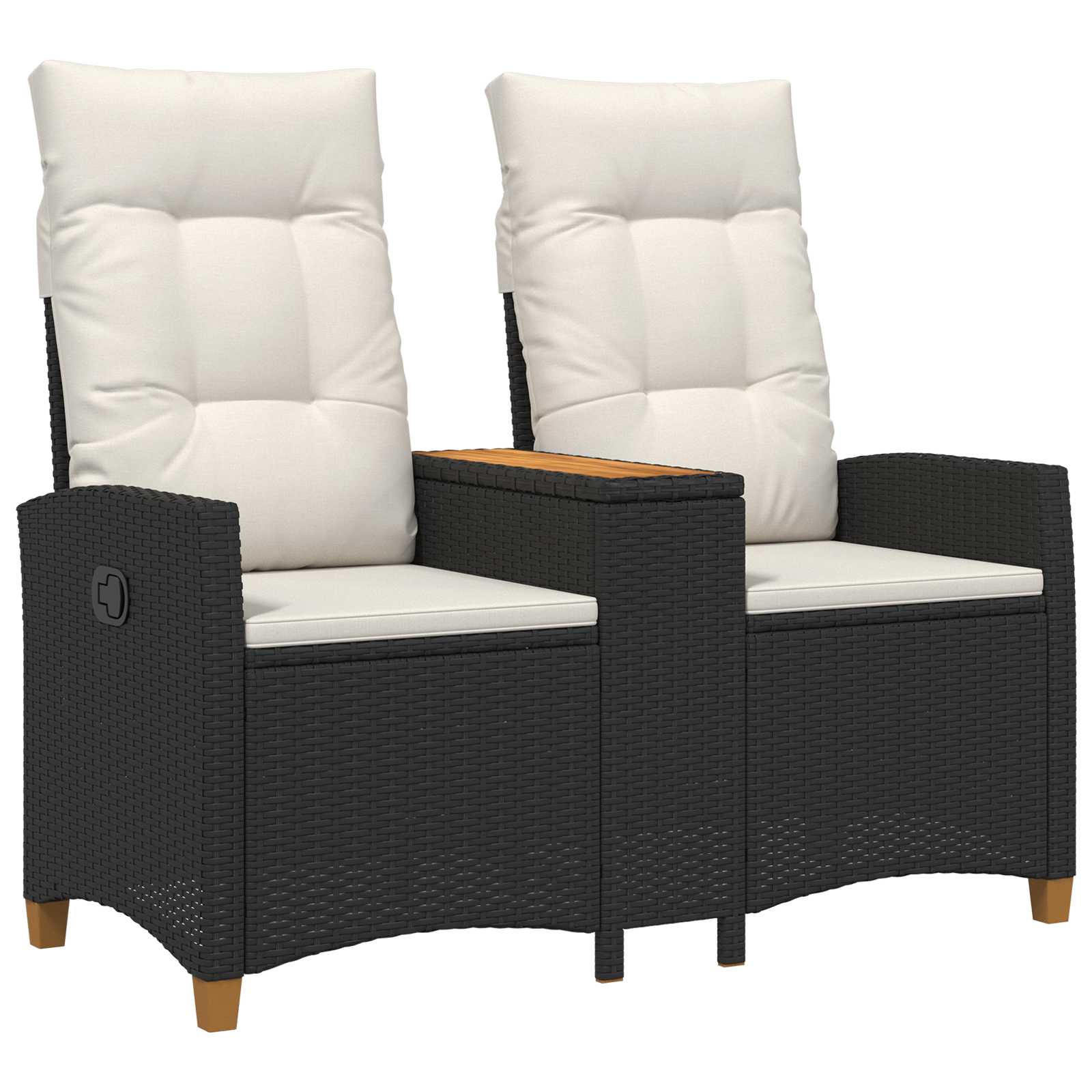 Reclining Bench with Table Juoda ir kreminė balta poliratanas