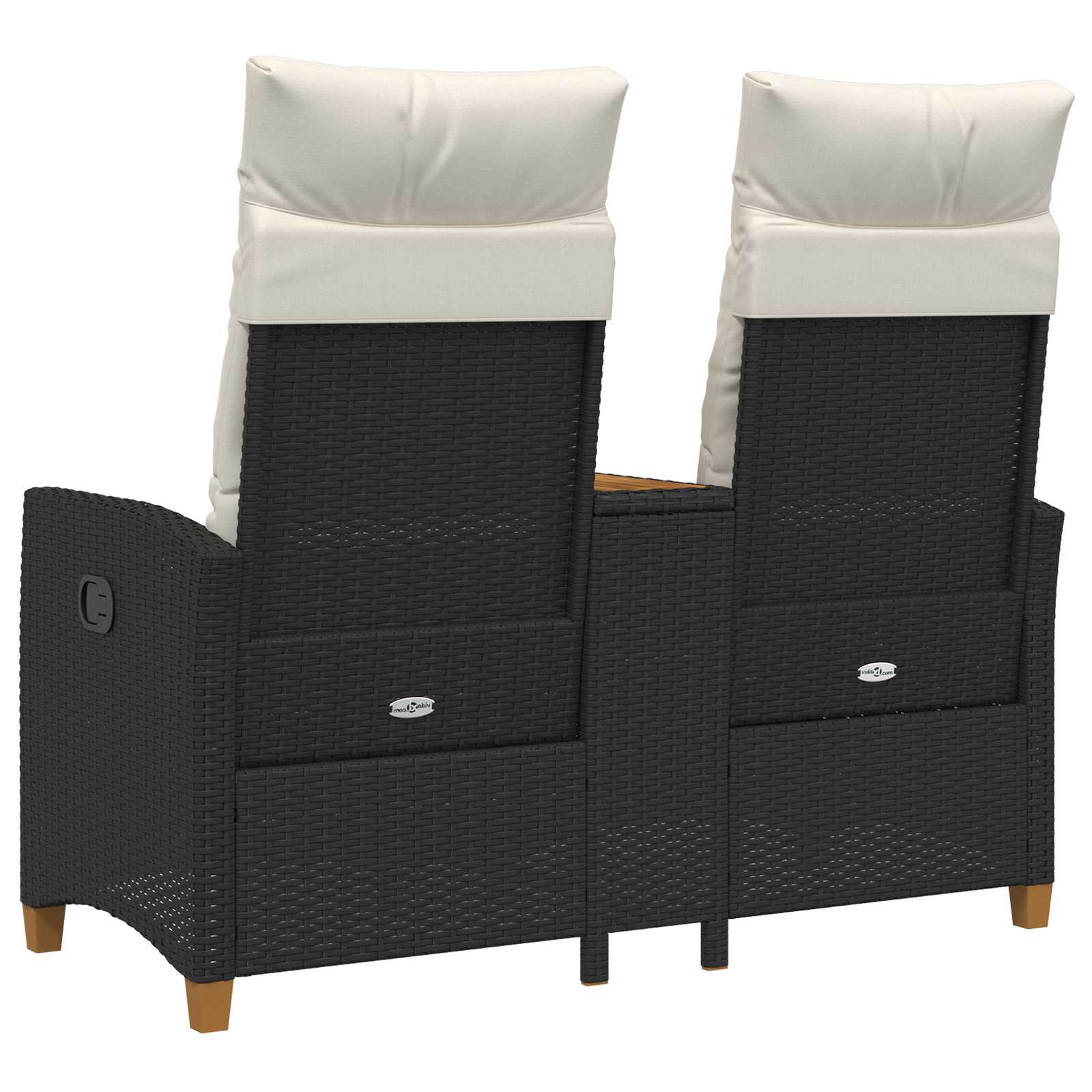 Reclining Bench with Table Juoda ir kreminė balta poliratanas