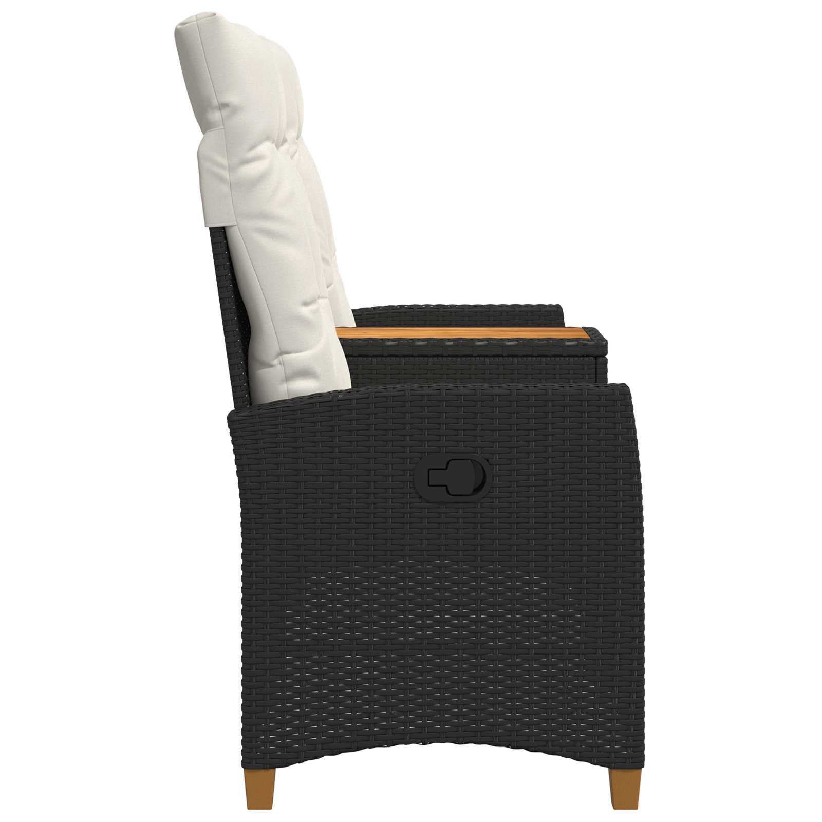 Reclining Bench with Table Juoda ir kreminė balta poliratanas