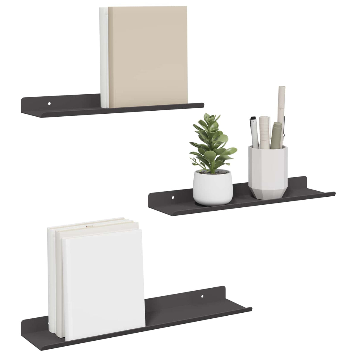 Plūduriuojanti lentyna 3 vnt. Juodas 40 x 9 x 2,5 cm Plienas