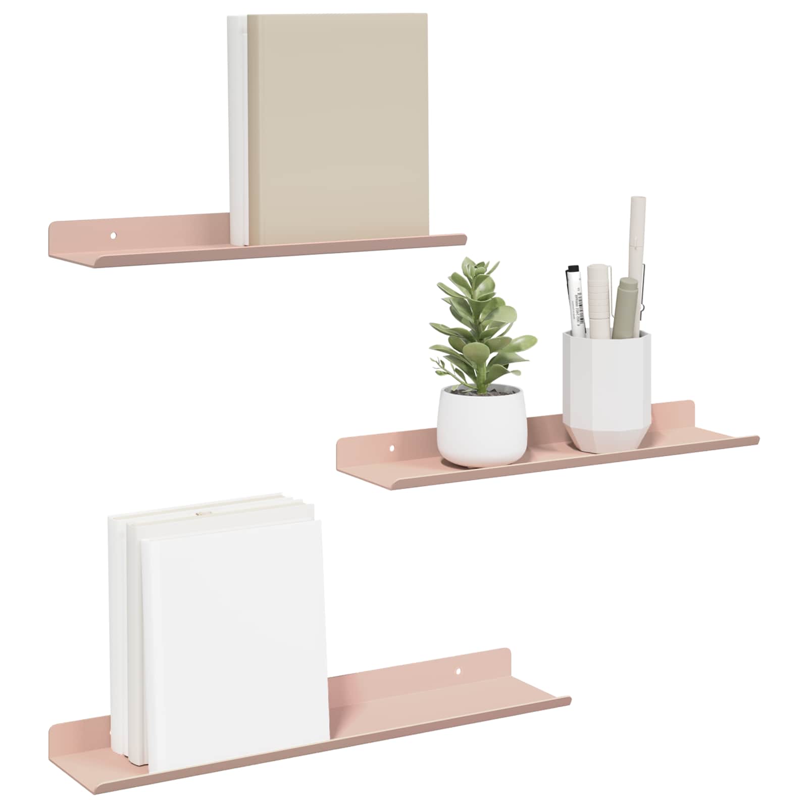 Sieninė lentyna su lentyna 3 pcs Rožinė 40 x 9 x 2,5 cm