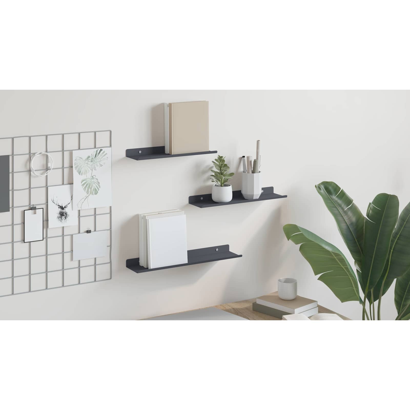 Plūduriuojanti lentyna 3 pcs Antracitas 40 x 9 x 2,5 cm Plienas