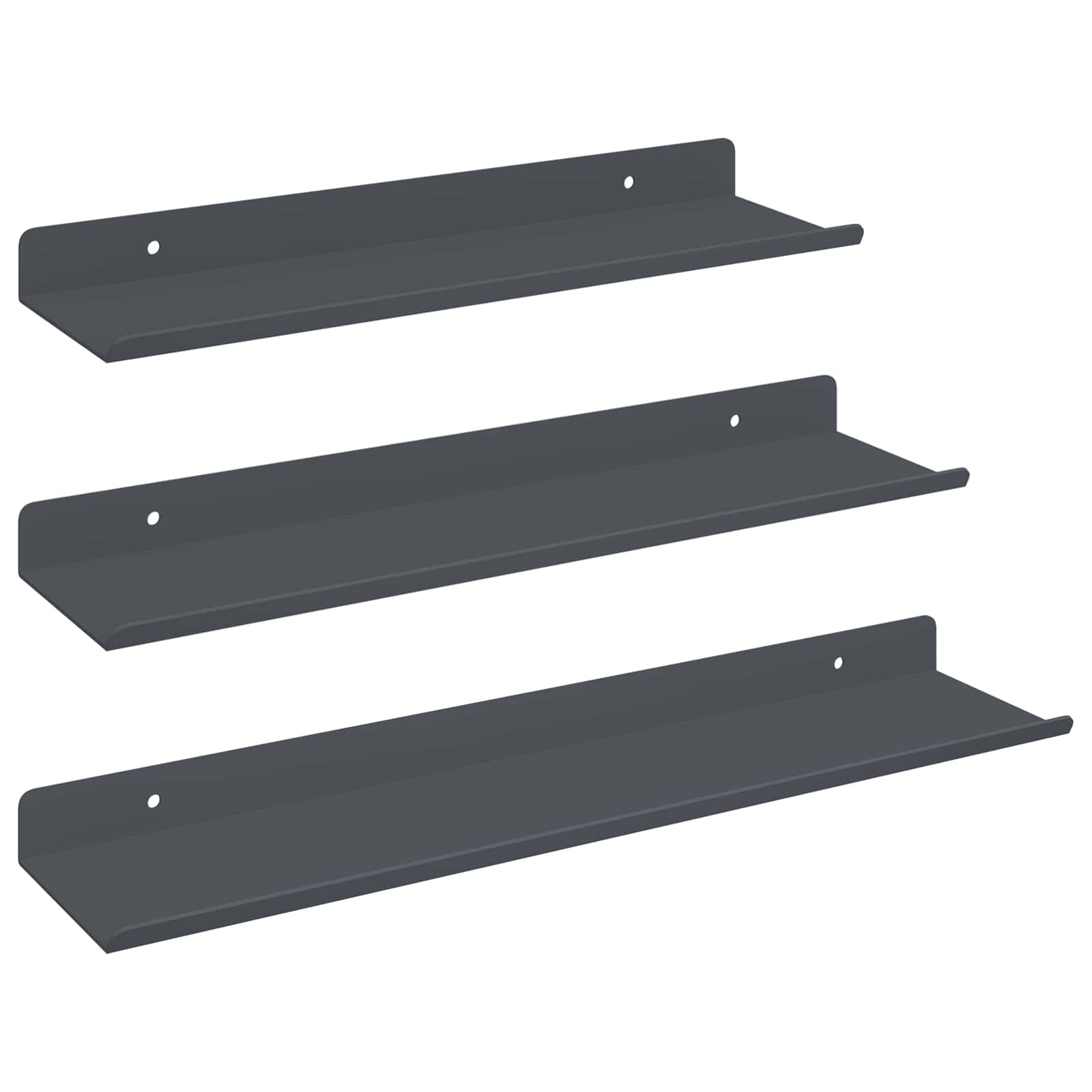 Plūduriuojanti lentyna 3 pcs Antracitas 40 x 9 x 2,5 cm Plienas