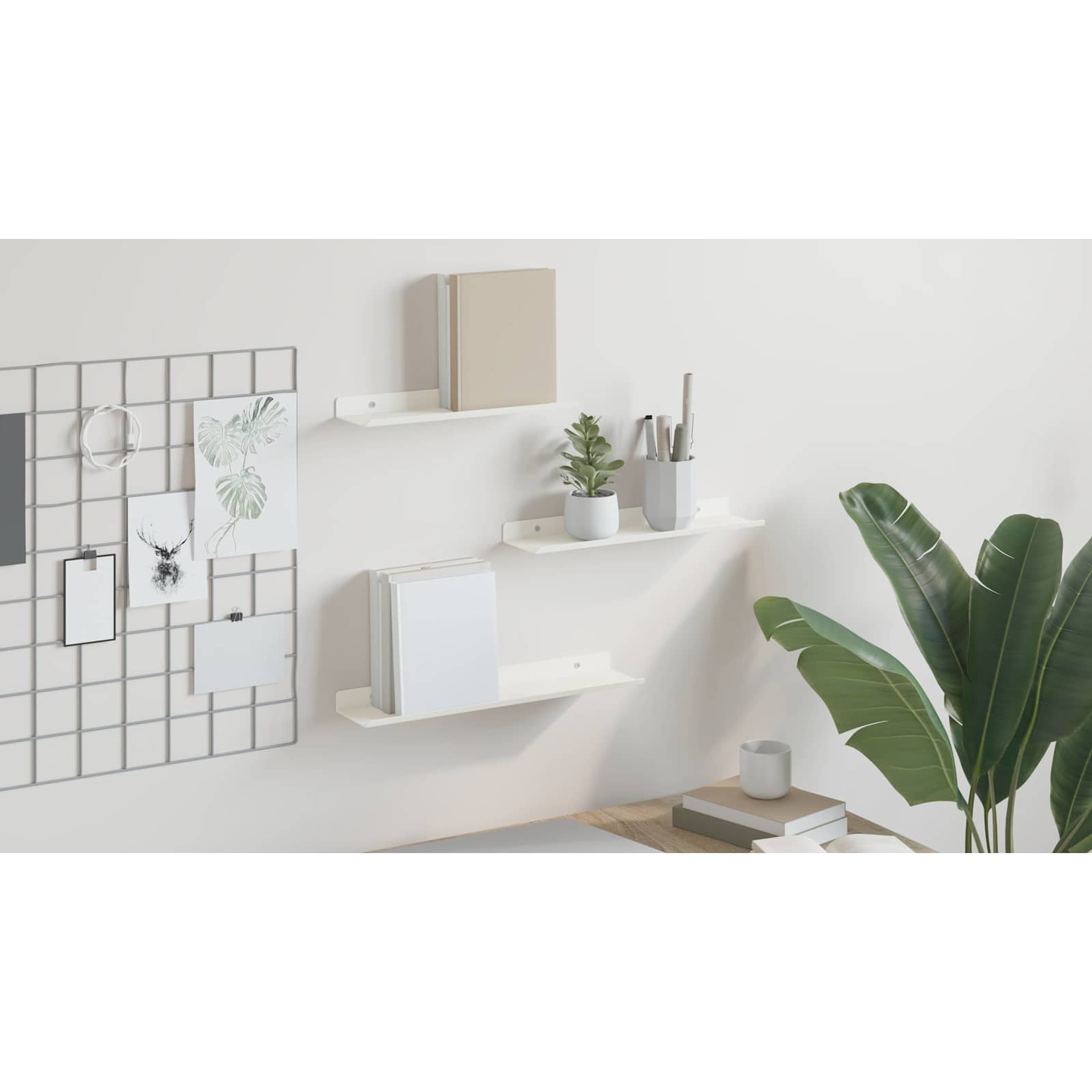 Plūduriuojanti lentyna 3 pcs Baltas 40 x 9 x 2,5 cm Plienas
