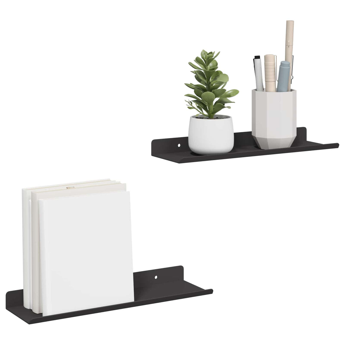 Plūduriuojanti lentyna 2 vnt. Juodas 30 x 9 x 2,5 cm Plienas