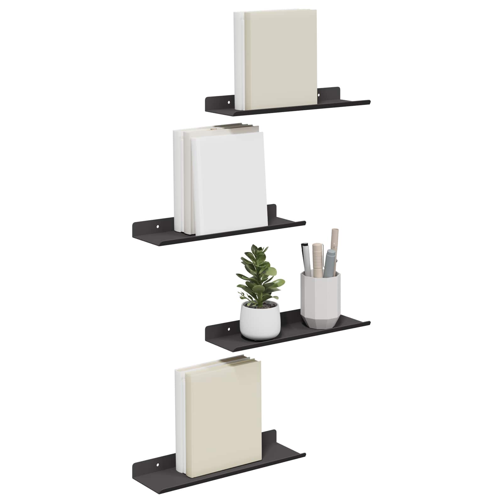 Plūduriuojanti lentyna 4 vnt. Juodas 30 x 9 x 2,5 cm Plienas