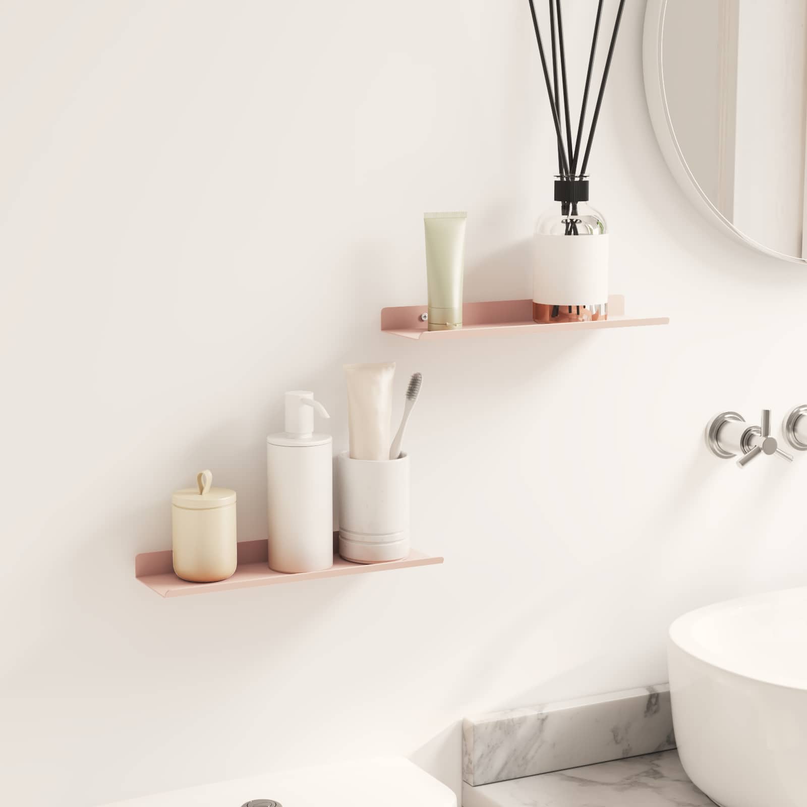 Wall shelf with shelf 2 pcs Pink 30 x 9 x 2.5 cm