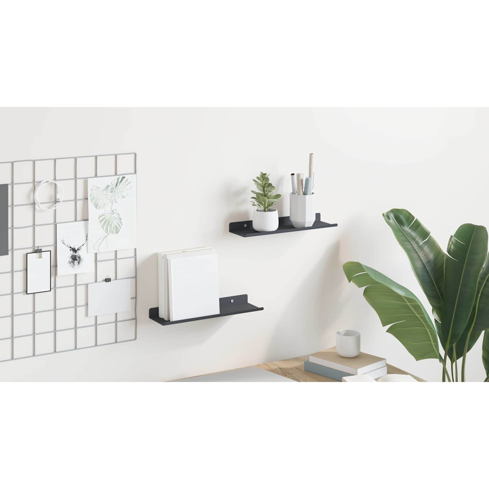 Plūduriuojanti lentyna 2 pcs Antracitas 30 x 9 x 2,5 cm Plienas