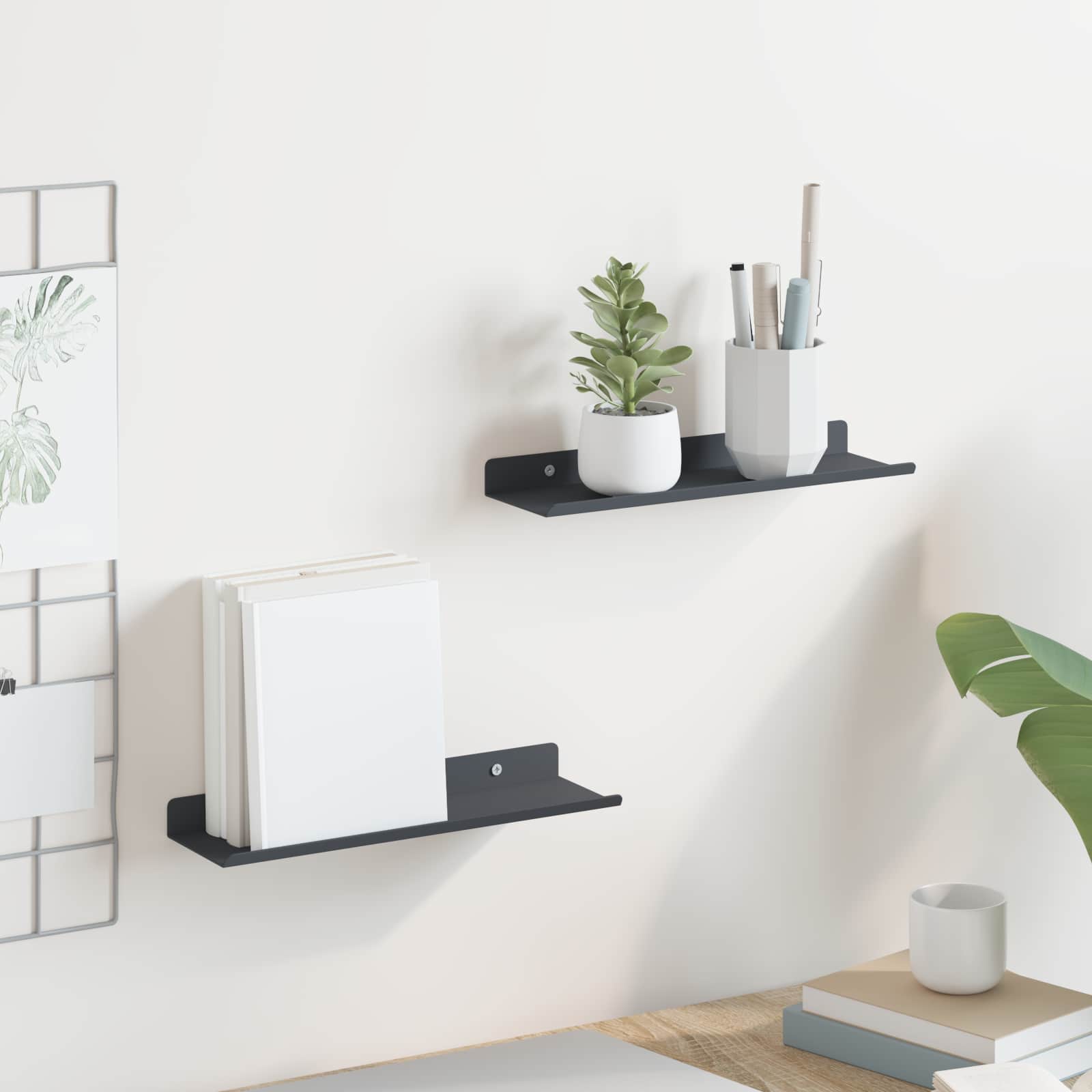Floating Shelf 2 pcs Anthracite 30 x 9 x 2.5 cm Steel