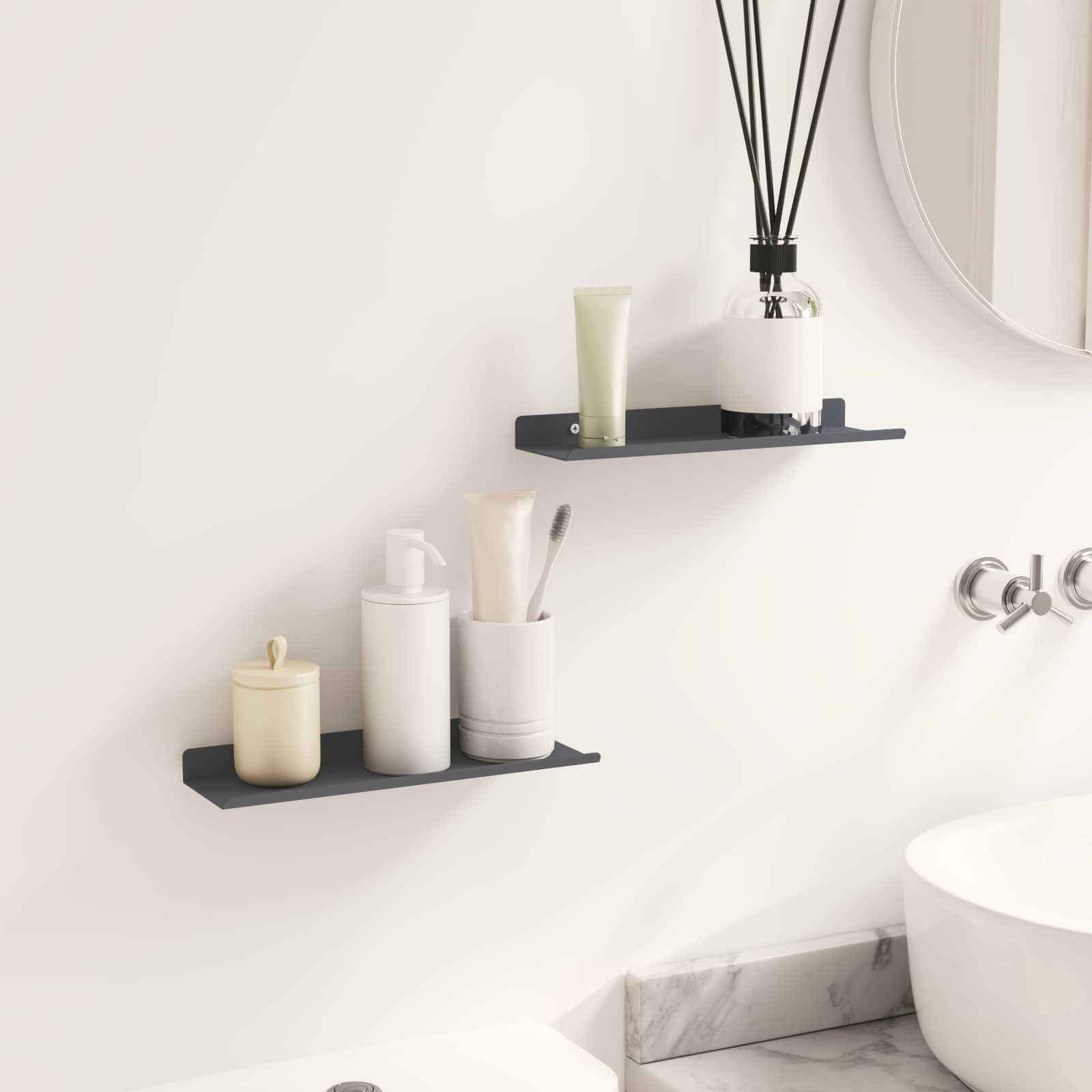 Floating Shelf 2 pcs Anthracite 30 x 9 x 2.5 cm Steel