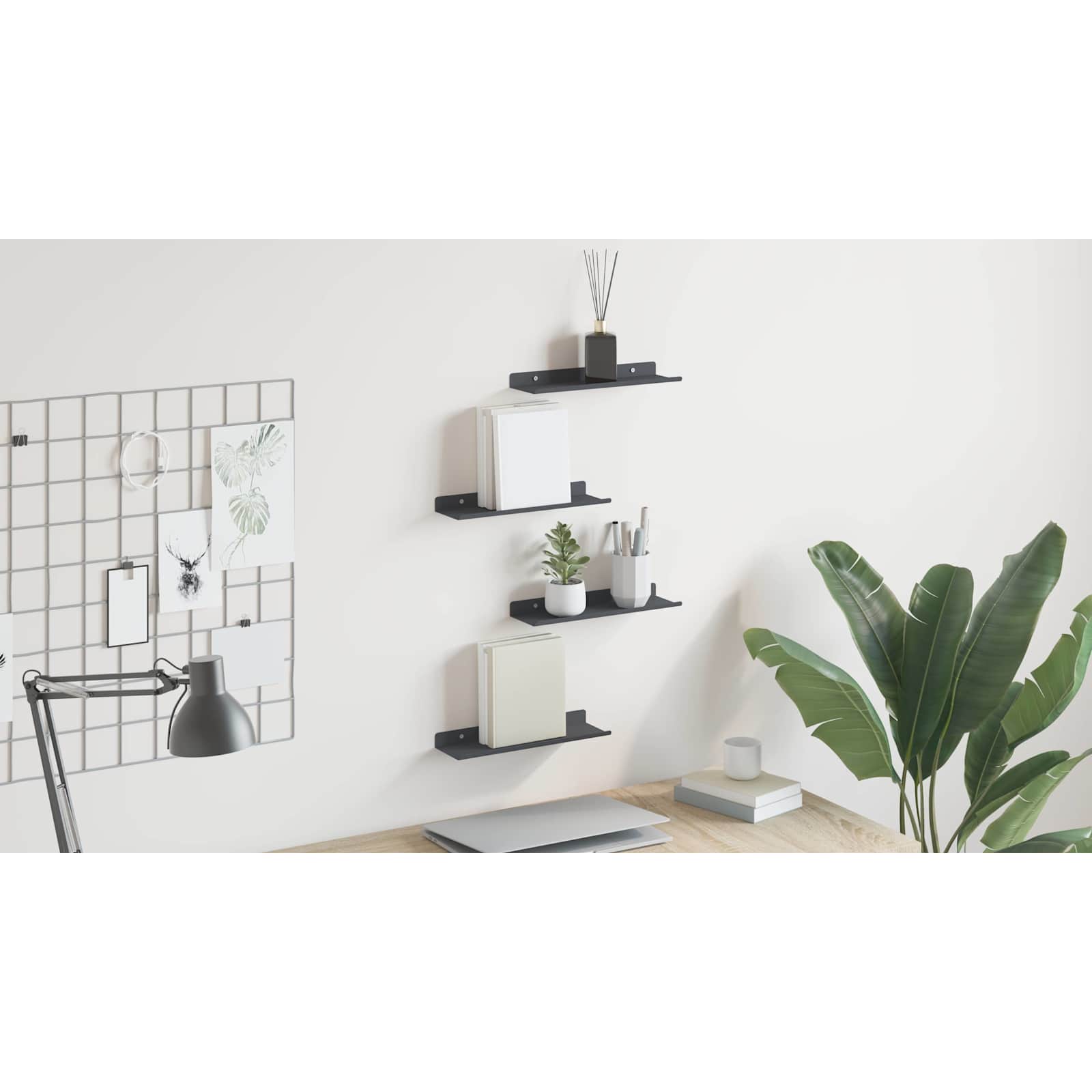 Plūduriuojanti lentyna 4 pcs Antracitas 30 x 9 x 2,5 cm Plienas