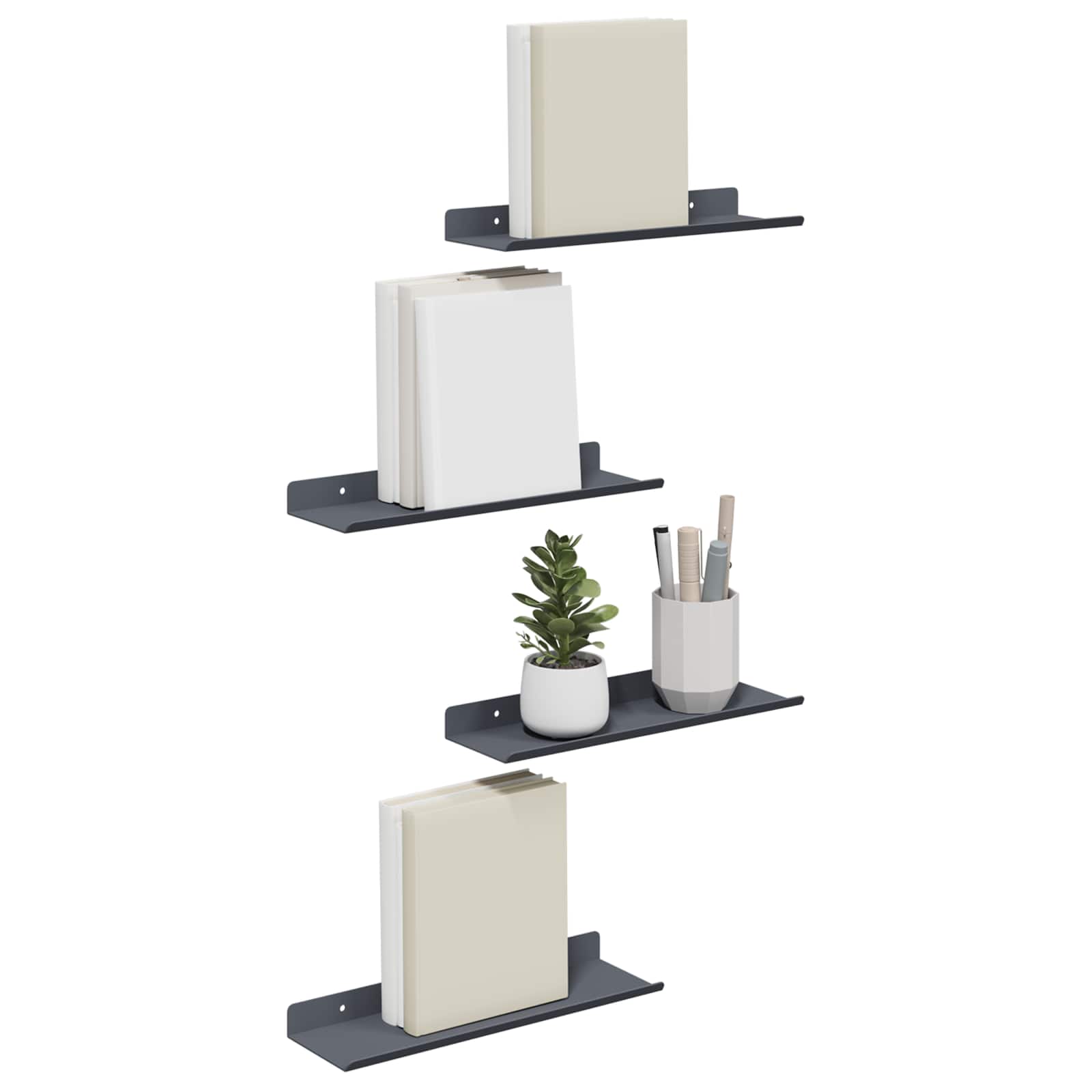 Plūduriuojanti lentyna 4 pcs Antracitas 30 x 9 x 2,5 cm Plienas