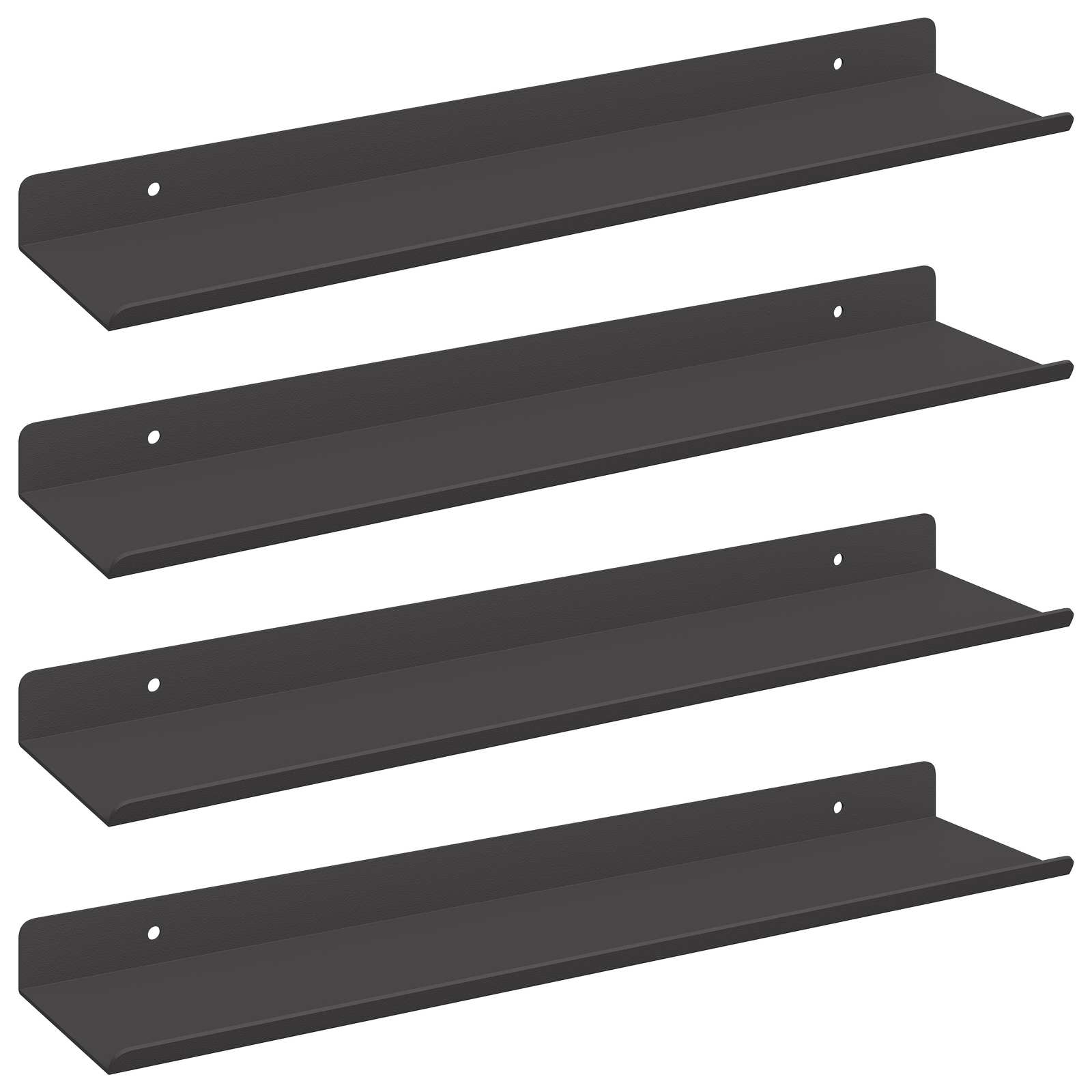 Sieninė lentyna su lentyna 4 pcs Juoda 40 x 9 x 2,5 cm