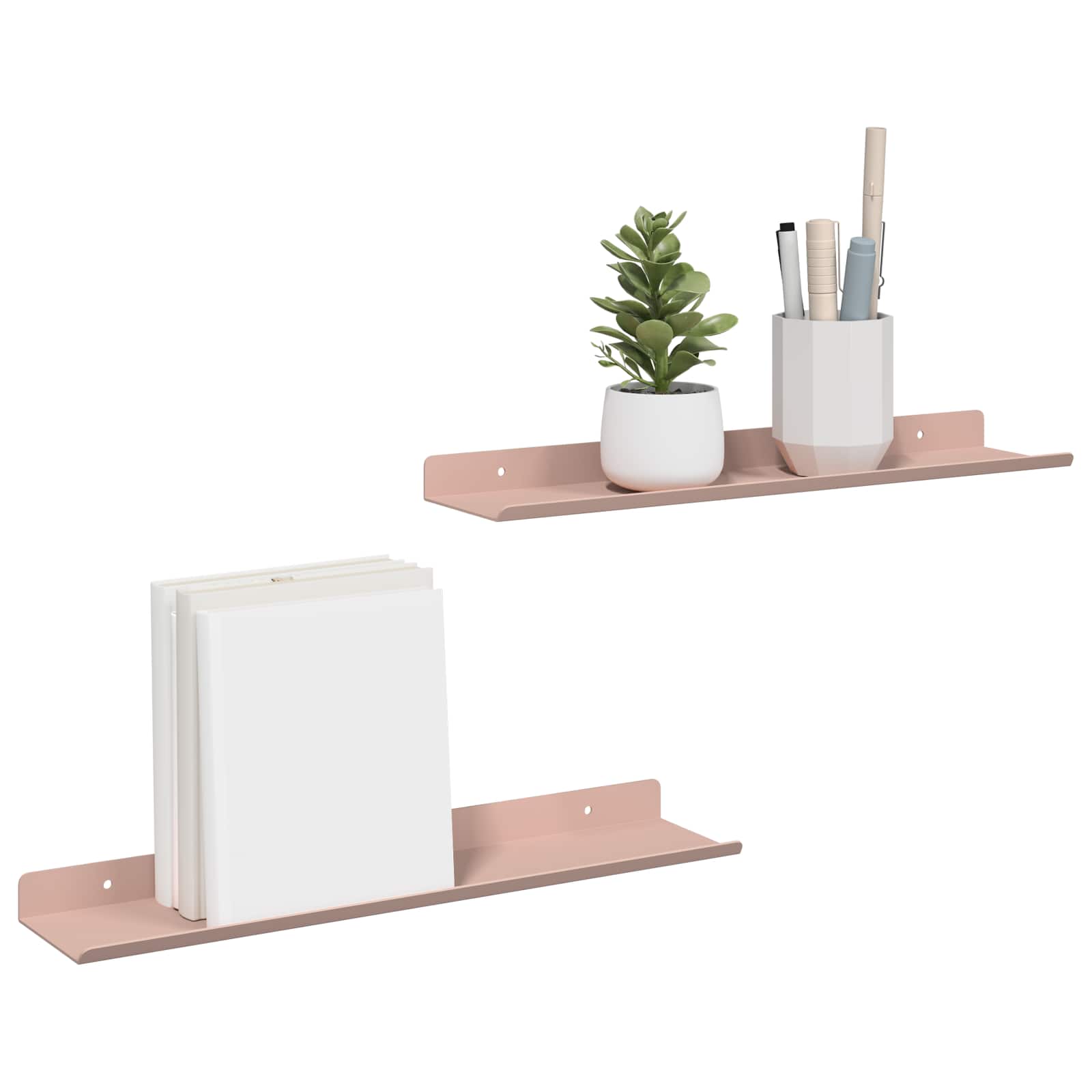 Sieninė lentyna su lentyna 2 pcs Rožinė 40 x 9 x 2,5 cm