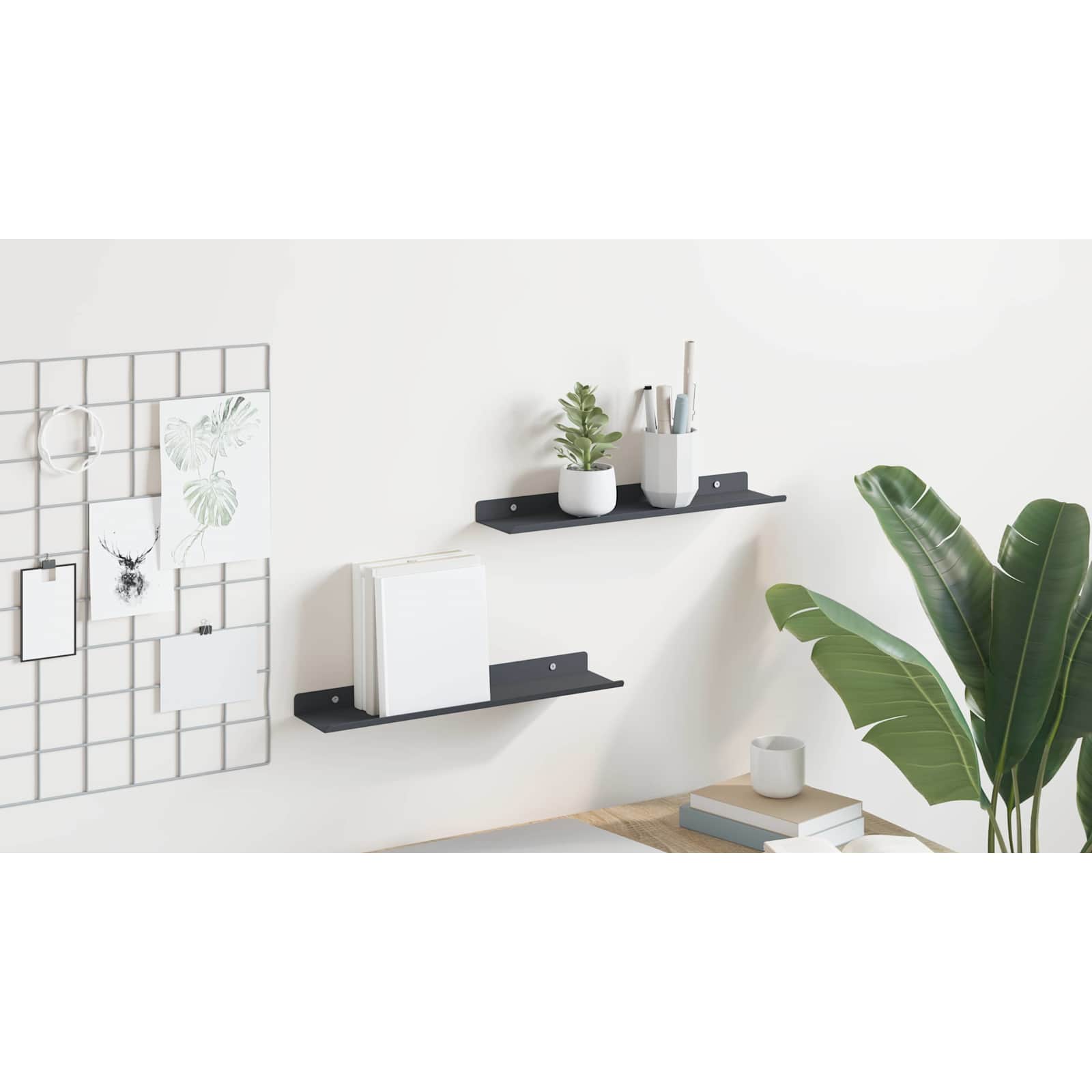 Plūduriuojanti lentyna 2 pcs Antracitas 40 x 9 x 2,5 cm Plienas