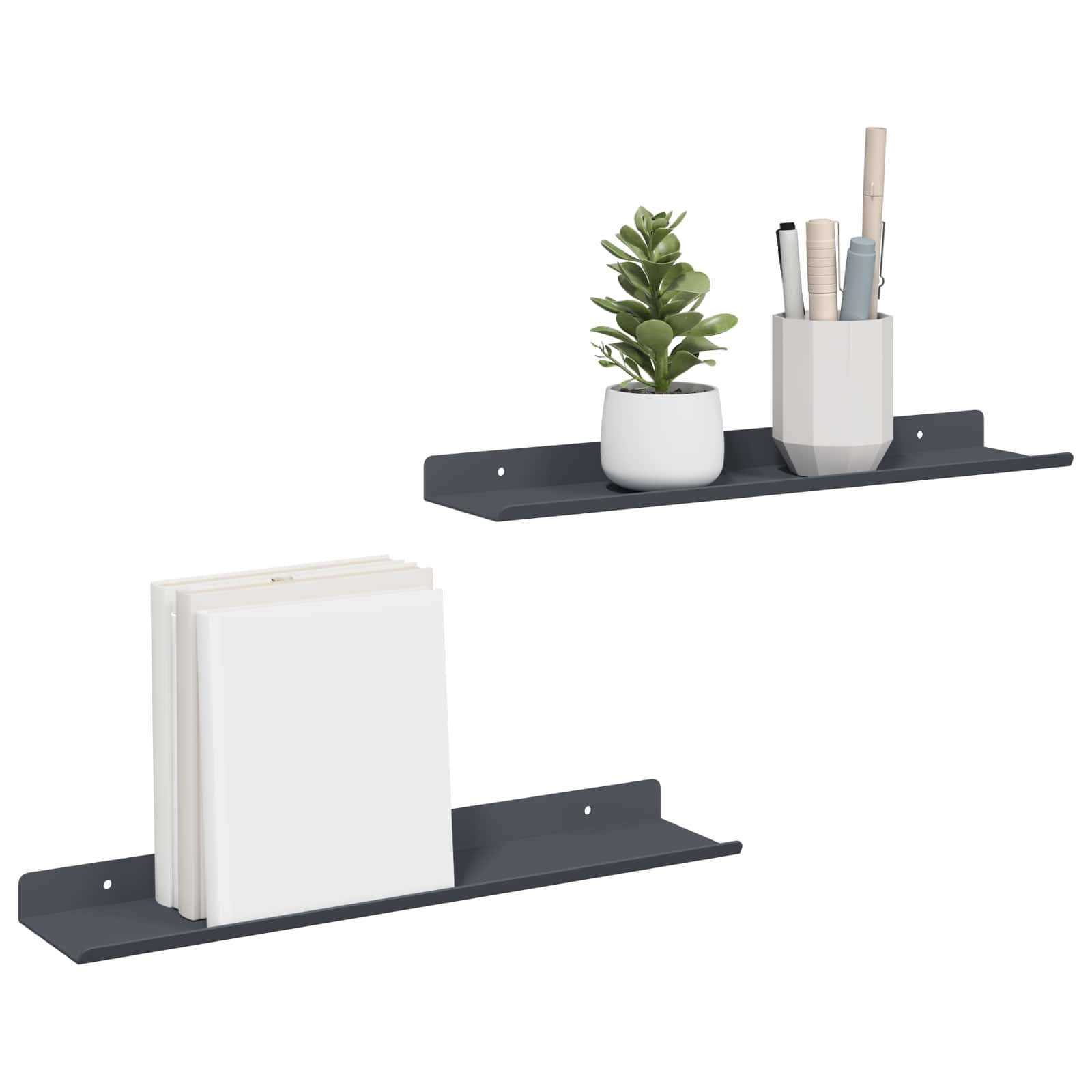 Plūduriuojanti lentyna 2 pcs Antracitas 40 x 9 x 2,5 cm Plienas