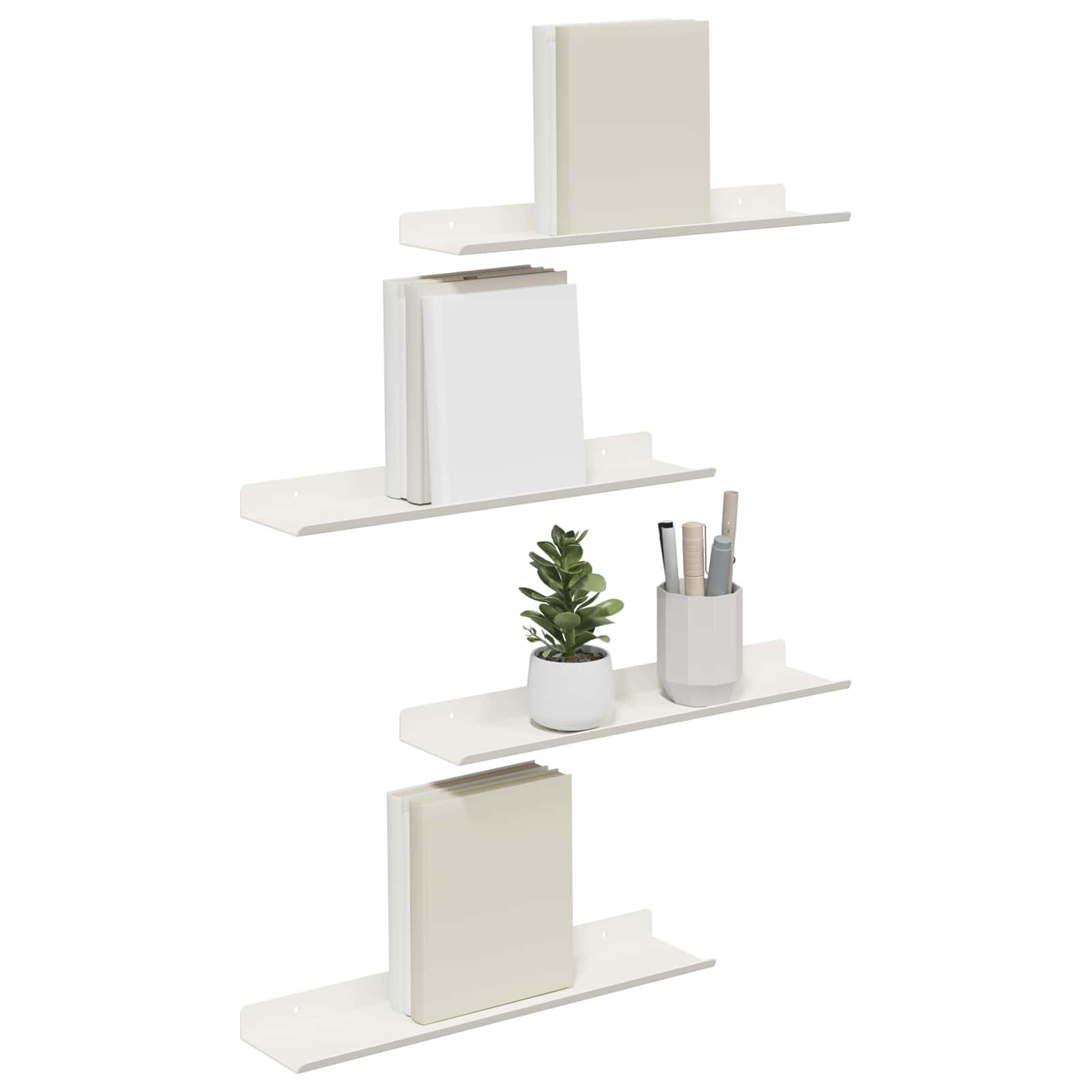 Sienas plaukts ar plauktu 4 gab. Balts 40 x 9 x 2,5 cm