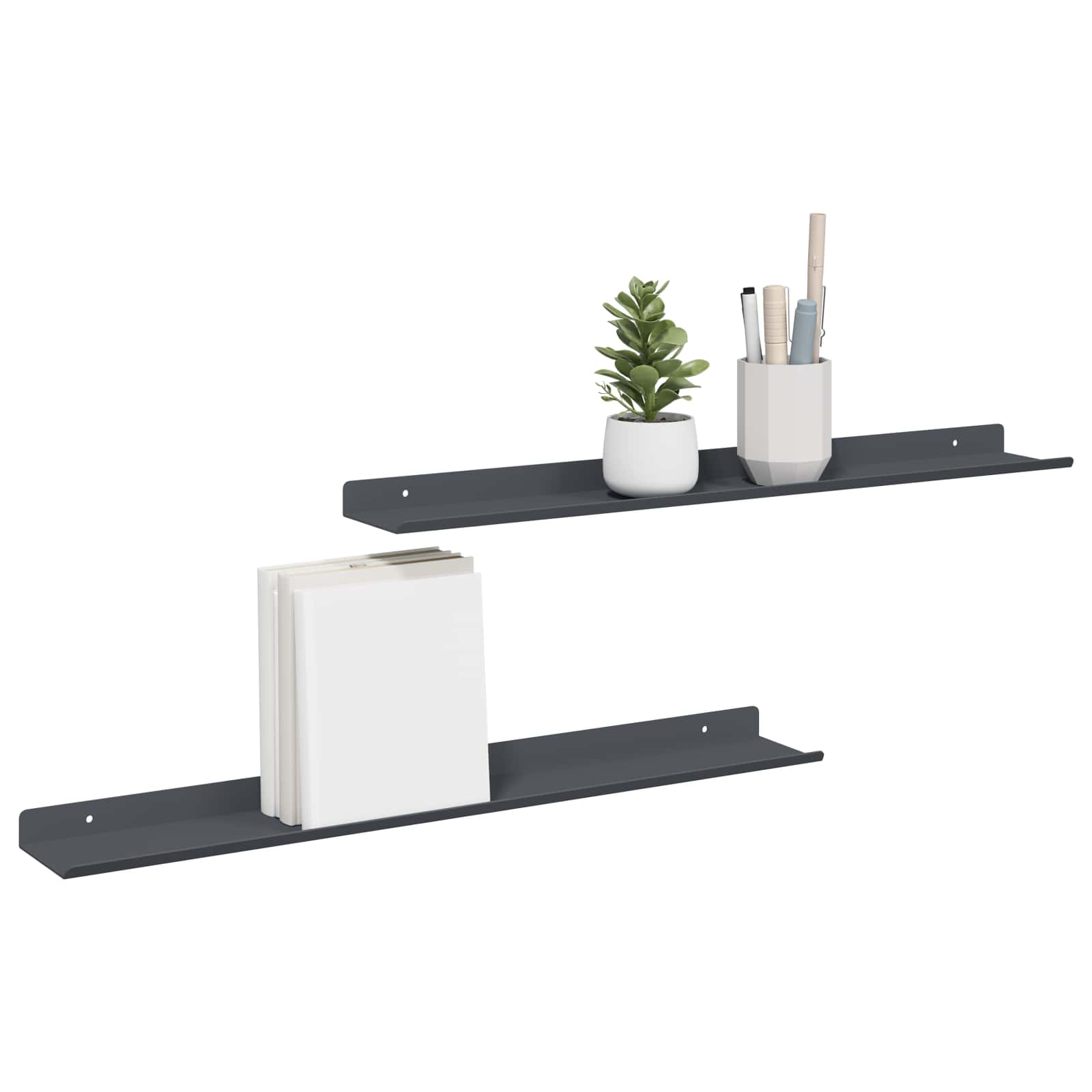 Floating Shelf 2 pcs Anthracite 60 x 8.5 x 2.5 cm