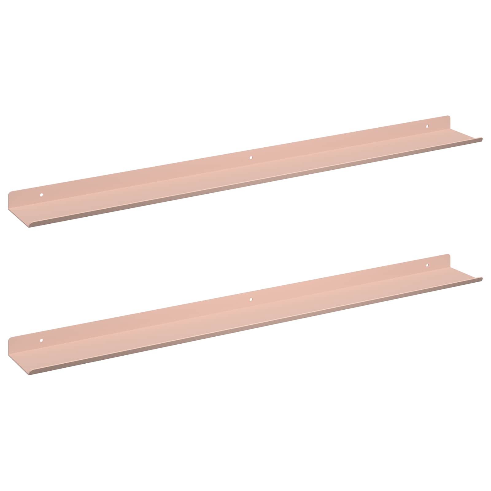 Sieninė lentyna su lentyna 2 pcs Rožinė 80 x 9 x 2,5 cm
