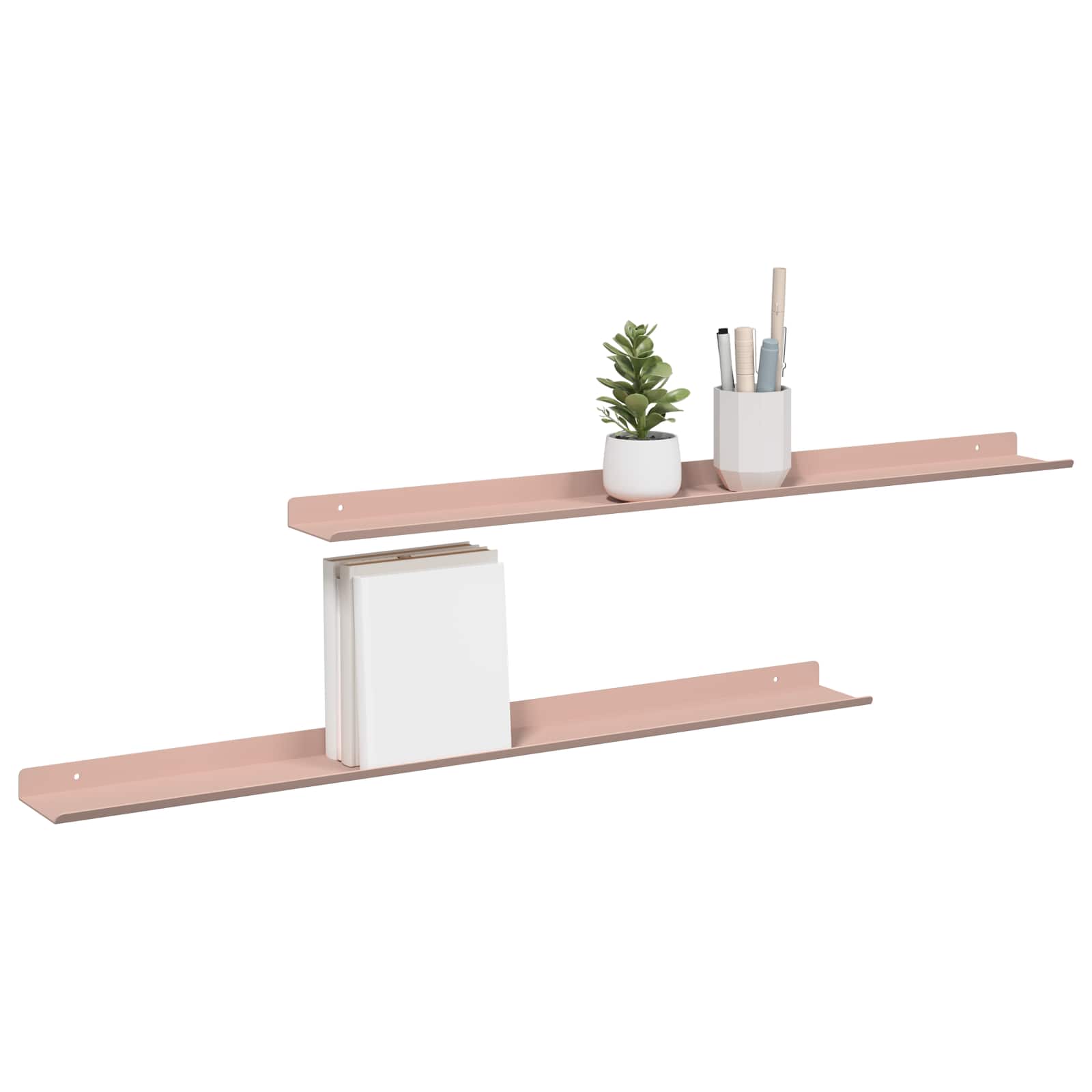 Sieninė lentyna su lentyna 2 pcs Rožinė 80 x 9 x 2,5 cm