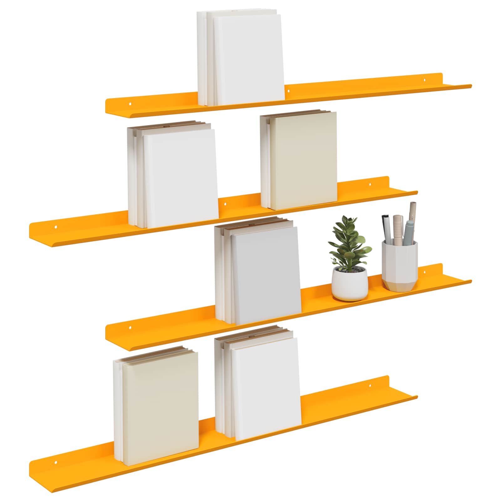 Plūduriuojanti lentyna 4 pcs Garučių geltona 80 x 9 x 2,5 cm