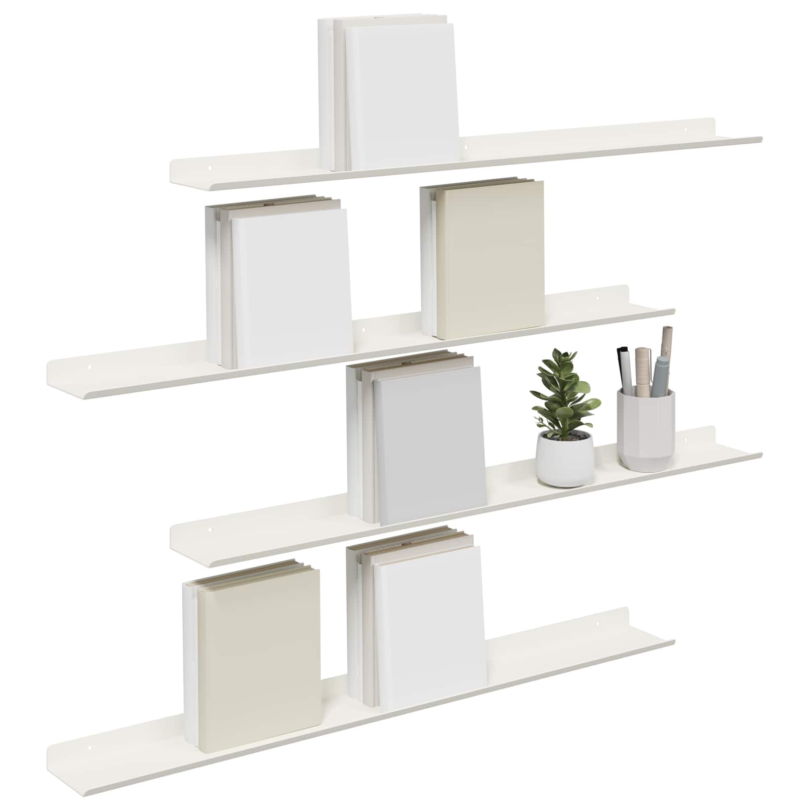 Sienas plaukts ar plauktu 4 gab. Balts 80 x 9 x 2,5 cm
