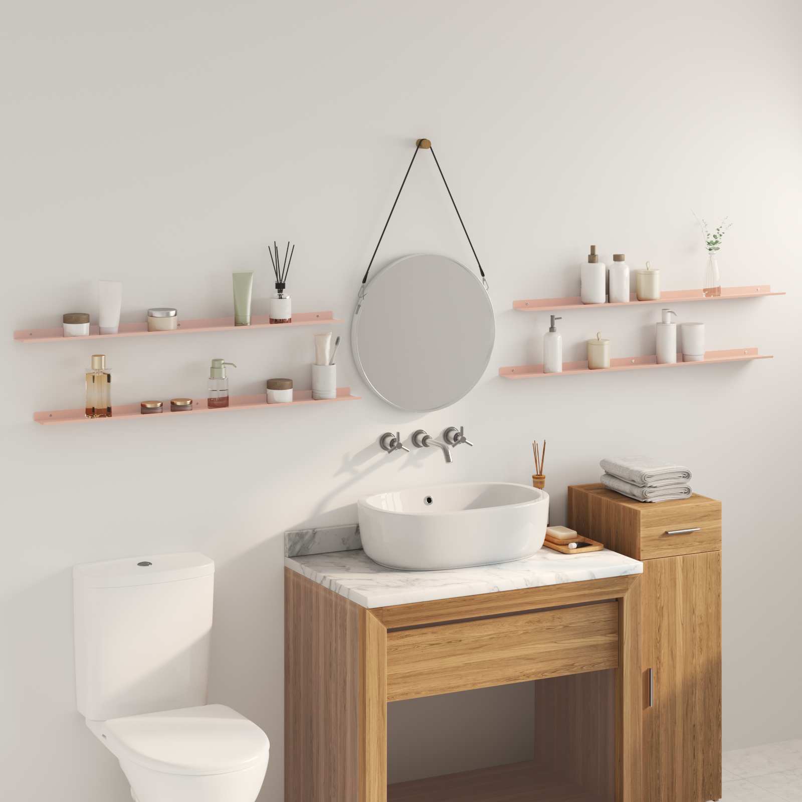Wall Shelf with Shelf 4 pcs Pink 100 x 9 x 2.5 cm