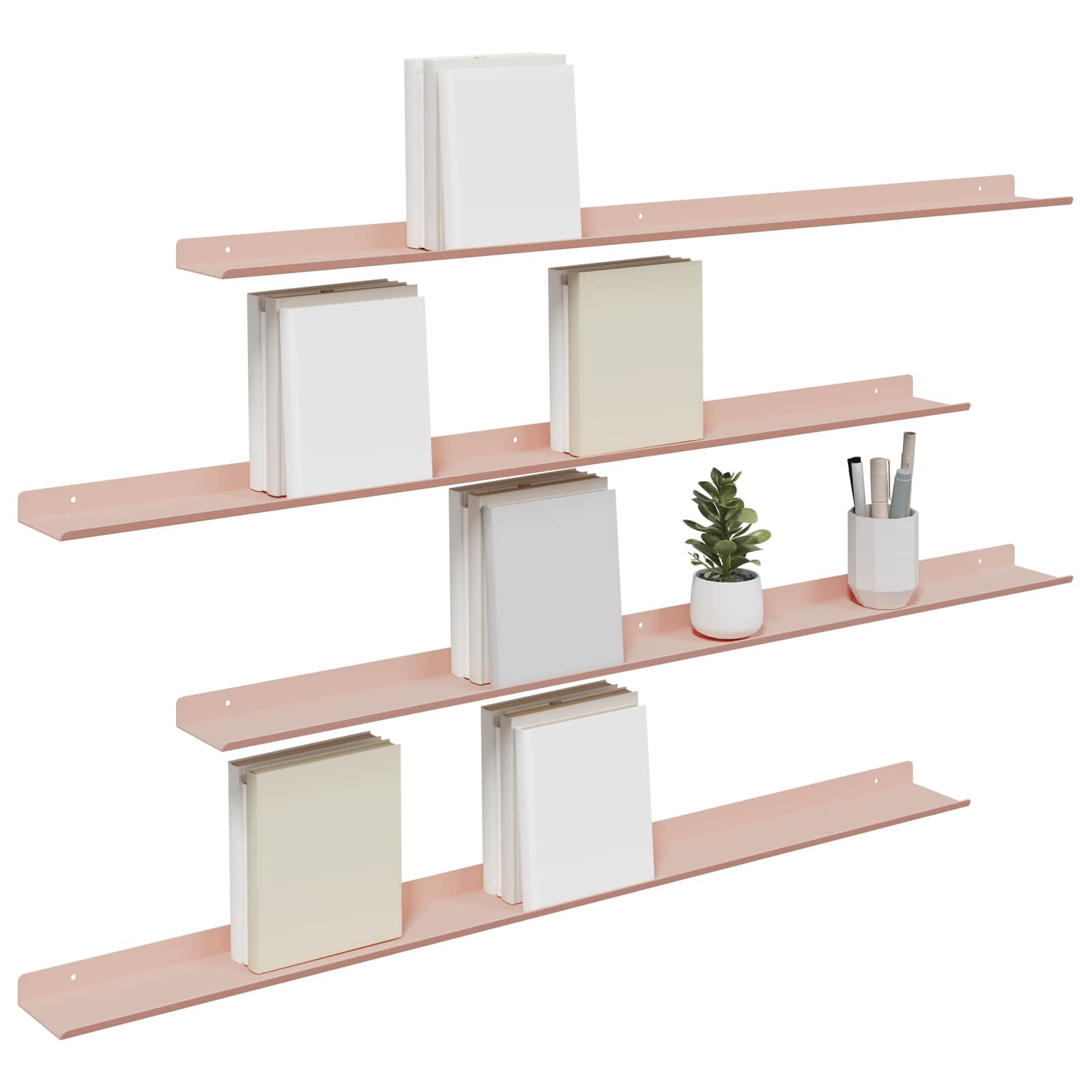 Wall Shelf with Shelf 4 pcs Pink 100 x 9 x 2.5 cm