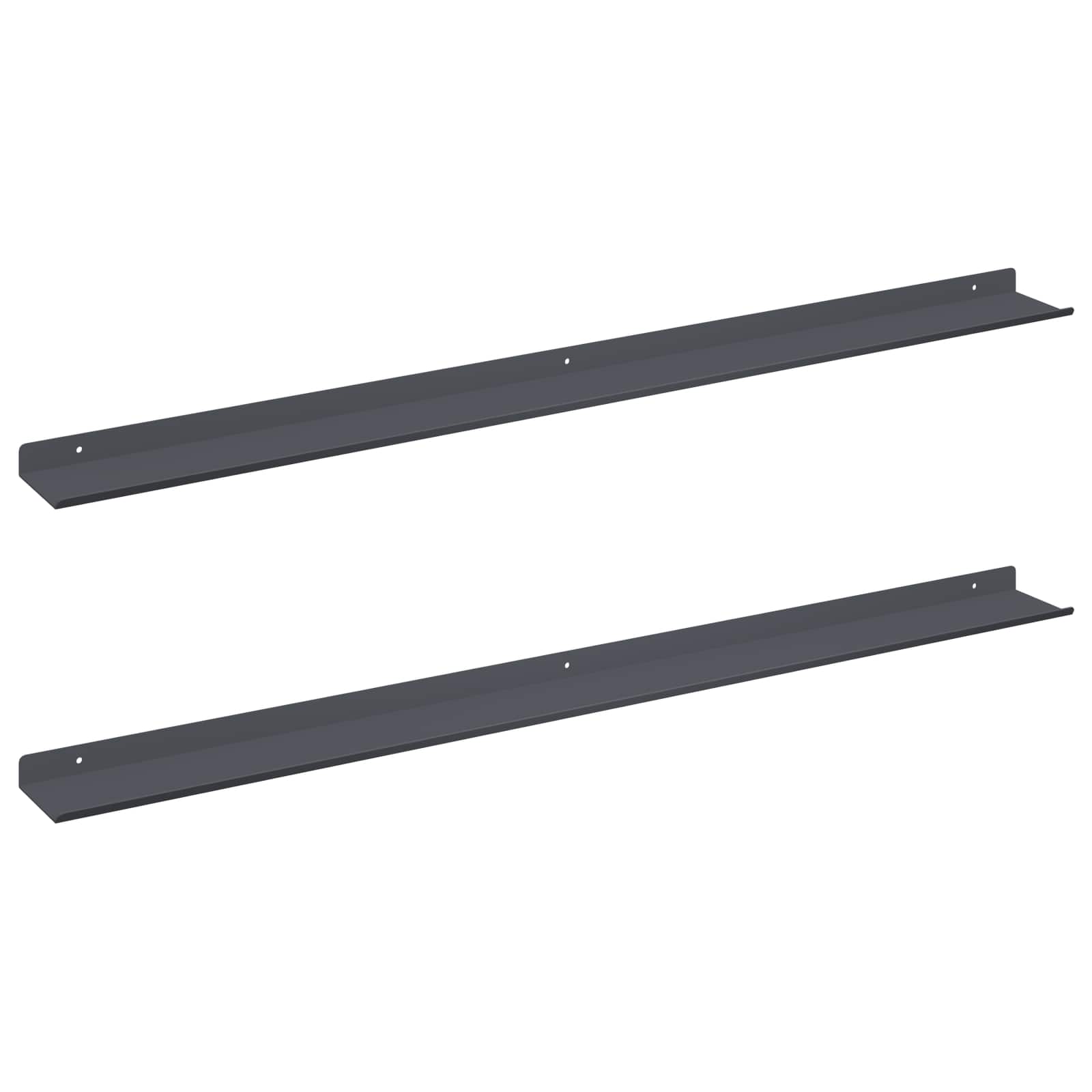 Sieninė lentyna su lentyna 2 pcs Antracitas 100 x 9 x 2,5 cm