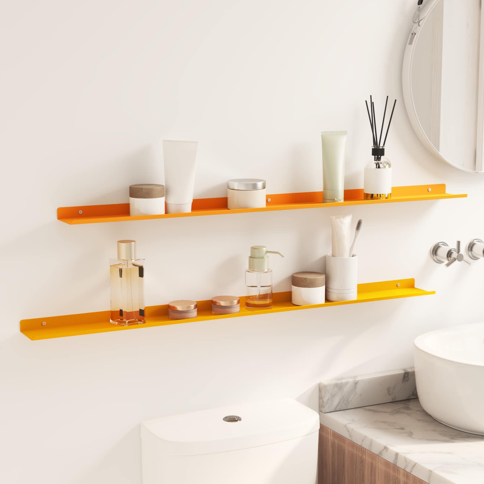 Wall shelf 2 pcs Steamed yellow 100 x 9 x 2.5 cm