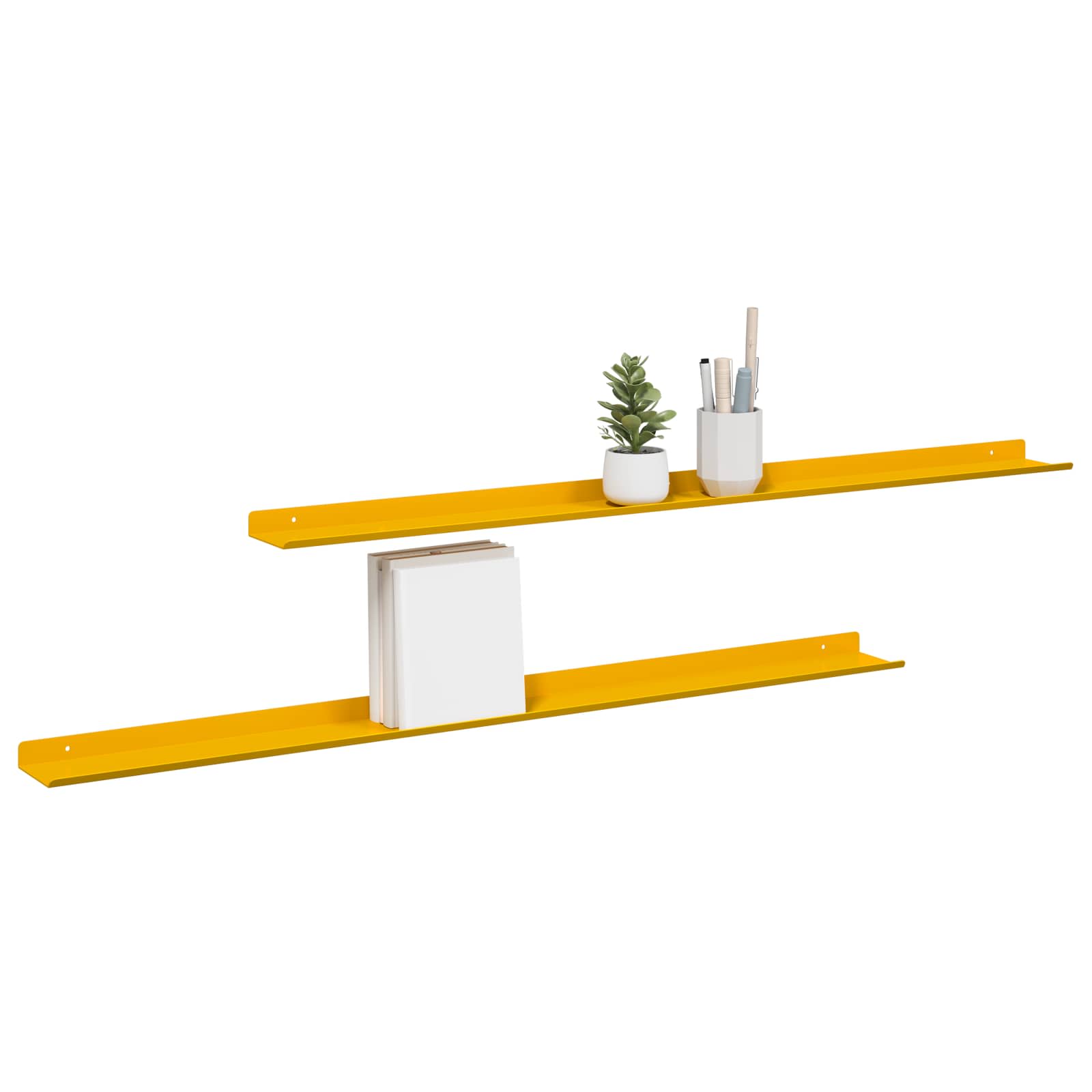 Wall shelf 2 pcs Steamed yellow 100 x 9 x 2.5 cm