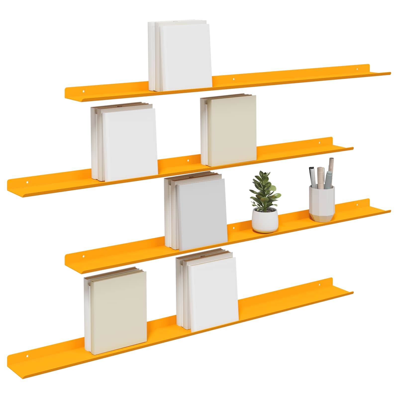 Sieninė lentyna 4 pcs Garučių geltona 100 x 9 x 2,5 cm