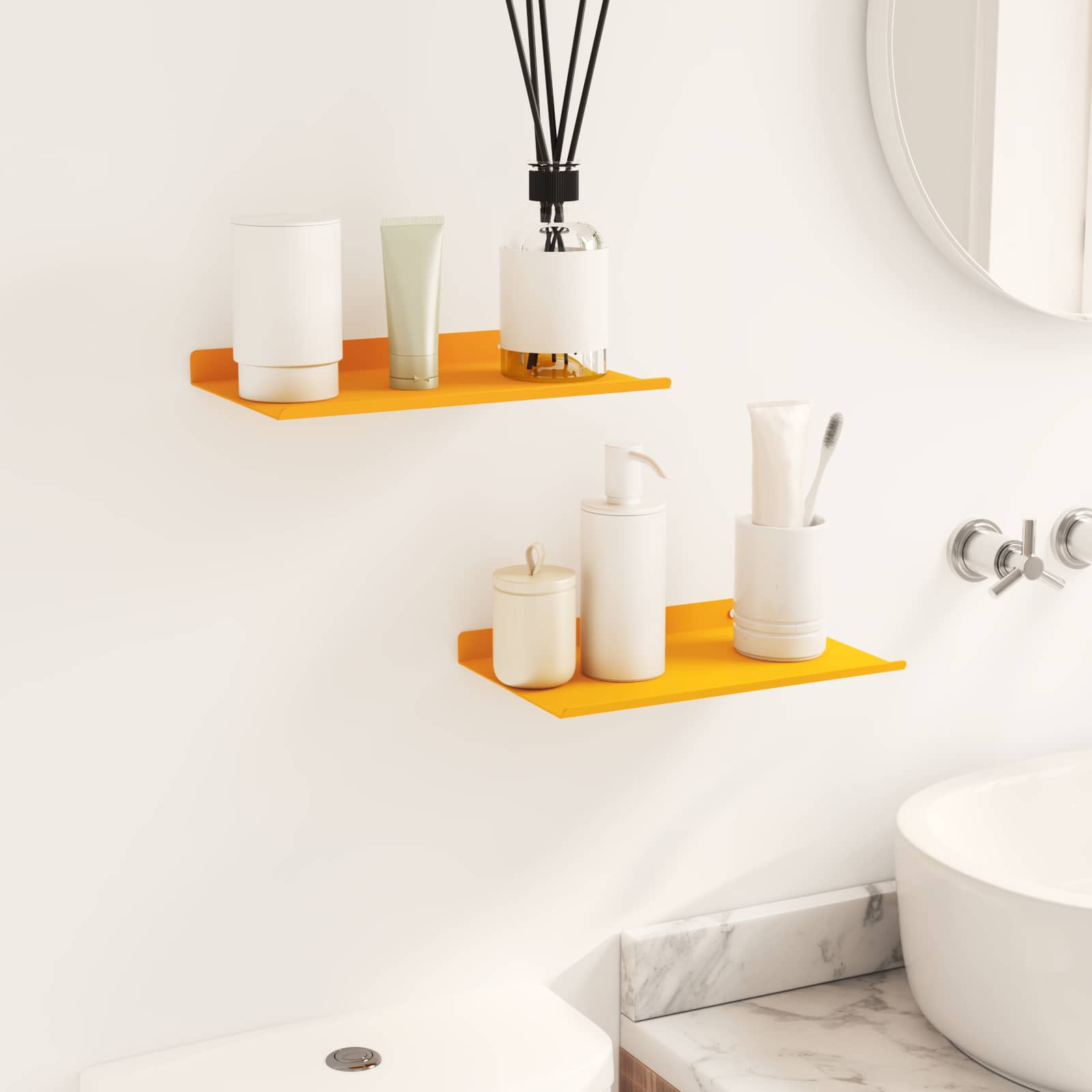 Wall shelf 2 pcs Steamed yellow 30 x 18 x 2.5 cm
