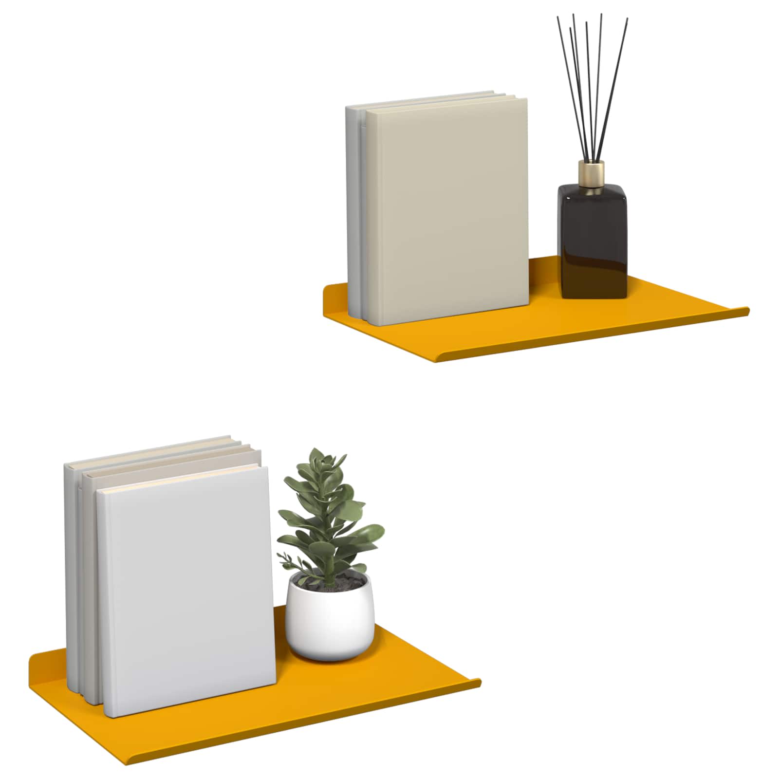 Wall shelf 2 pcs Steamed yellow 30 x 18 x 2.5 cm