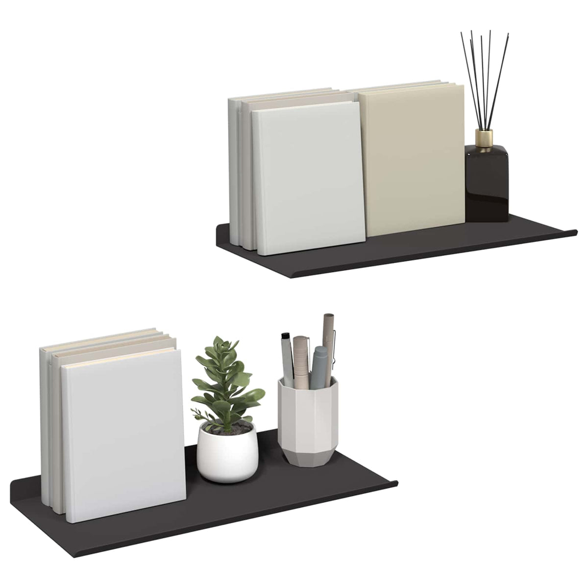 Plūduriuojanti lentyna 2 vnt. Juodas 40 x 18 x 2,5 cm Plienas