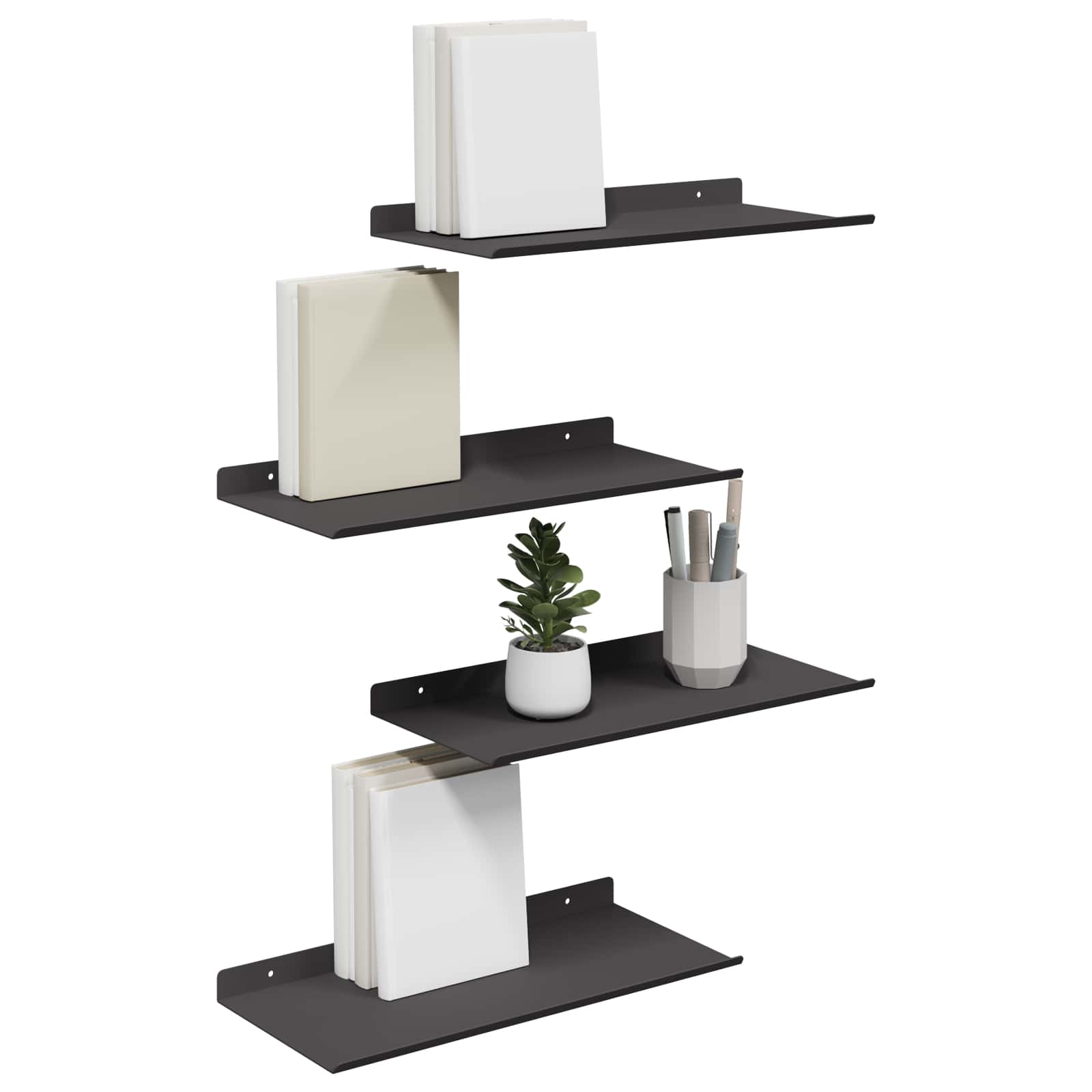 Plūduriuojanti lentyna 4 pcs Juodas 40 x 18 x 2,5 cm Plienas
