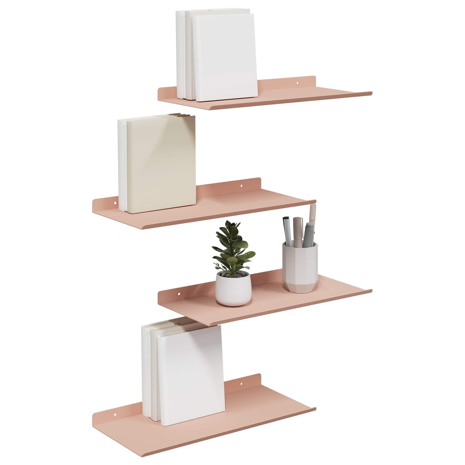Sieninė lentyna su lentyna 4 pcs Rožinė 40 x 18 x 2,5 cm