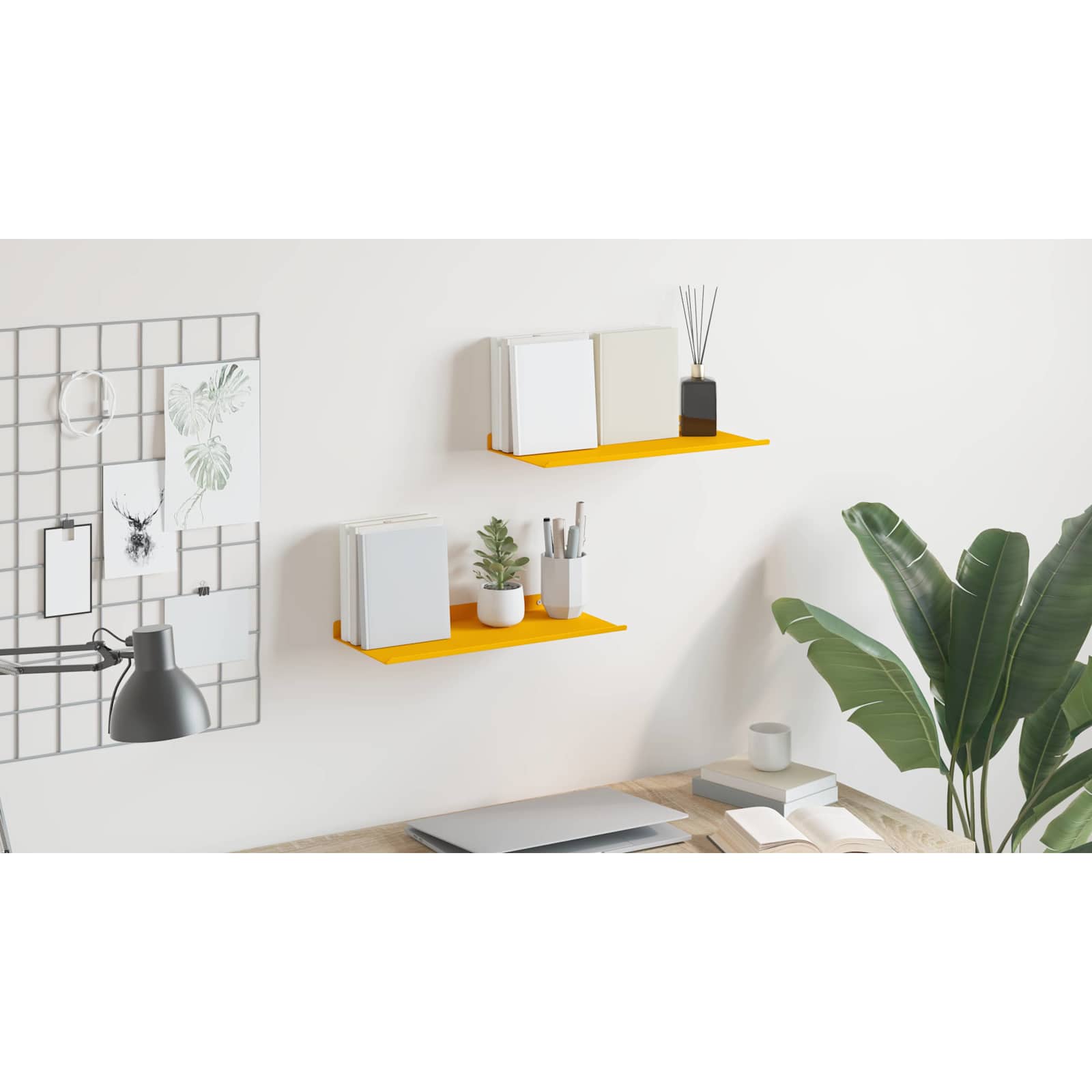 Sieninė lentyna 2 pcs Garučių geltona 40 x 18 x 2,5 cm