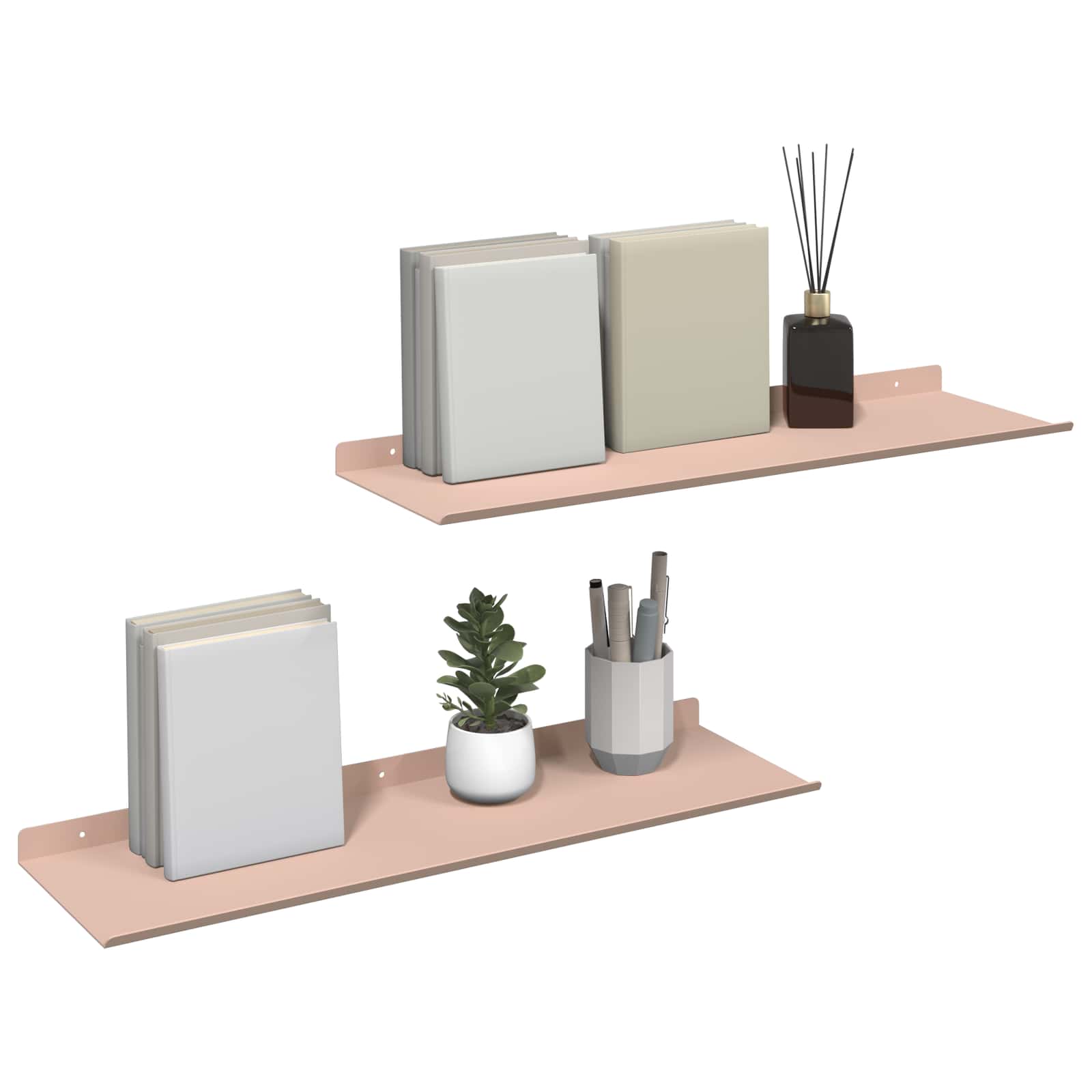 Sieninė lentyna su lentyna 2 pcs Rožinė 60 x 18 x 2,5 cm